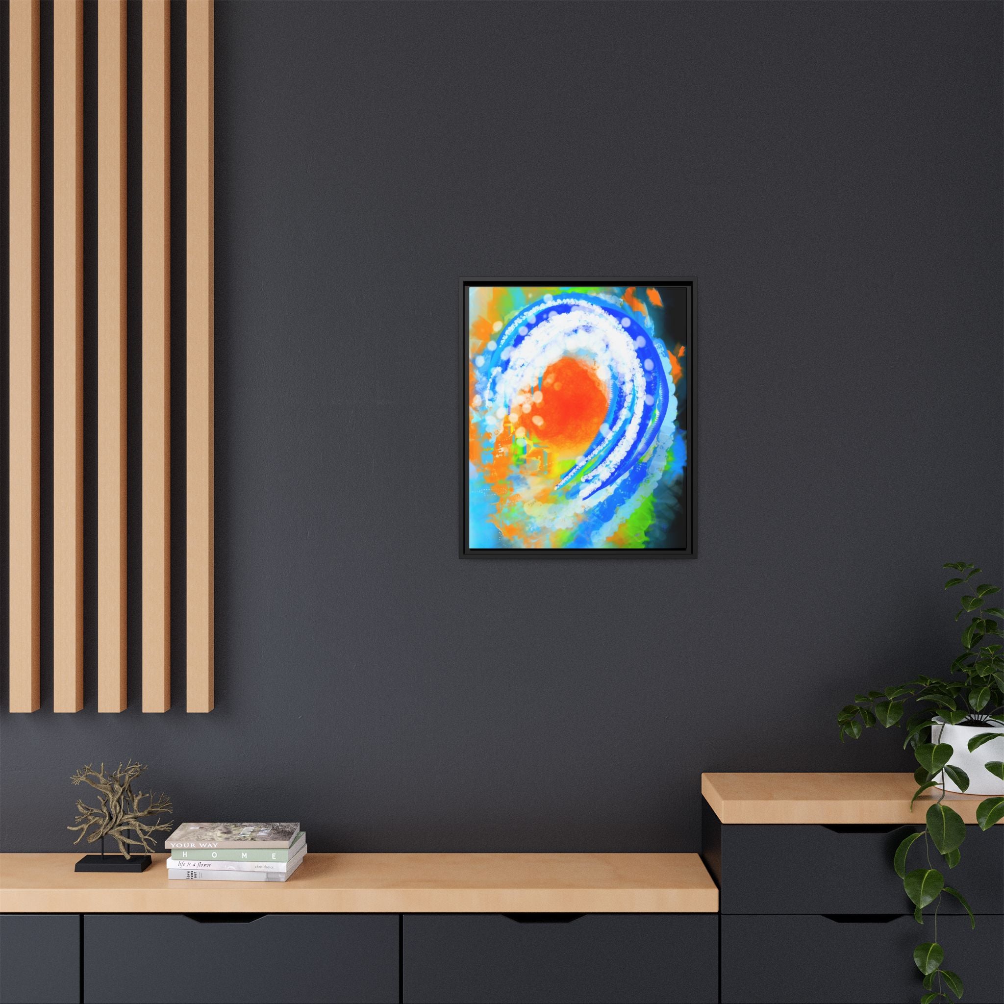 Abstract Ocean Wave Matte Canvas Print — Framed Multi‑Color Wall Art