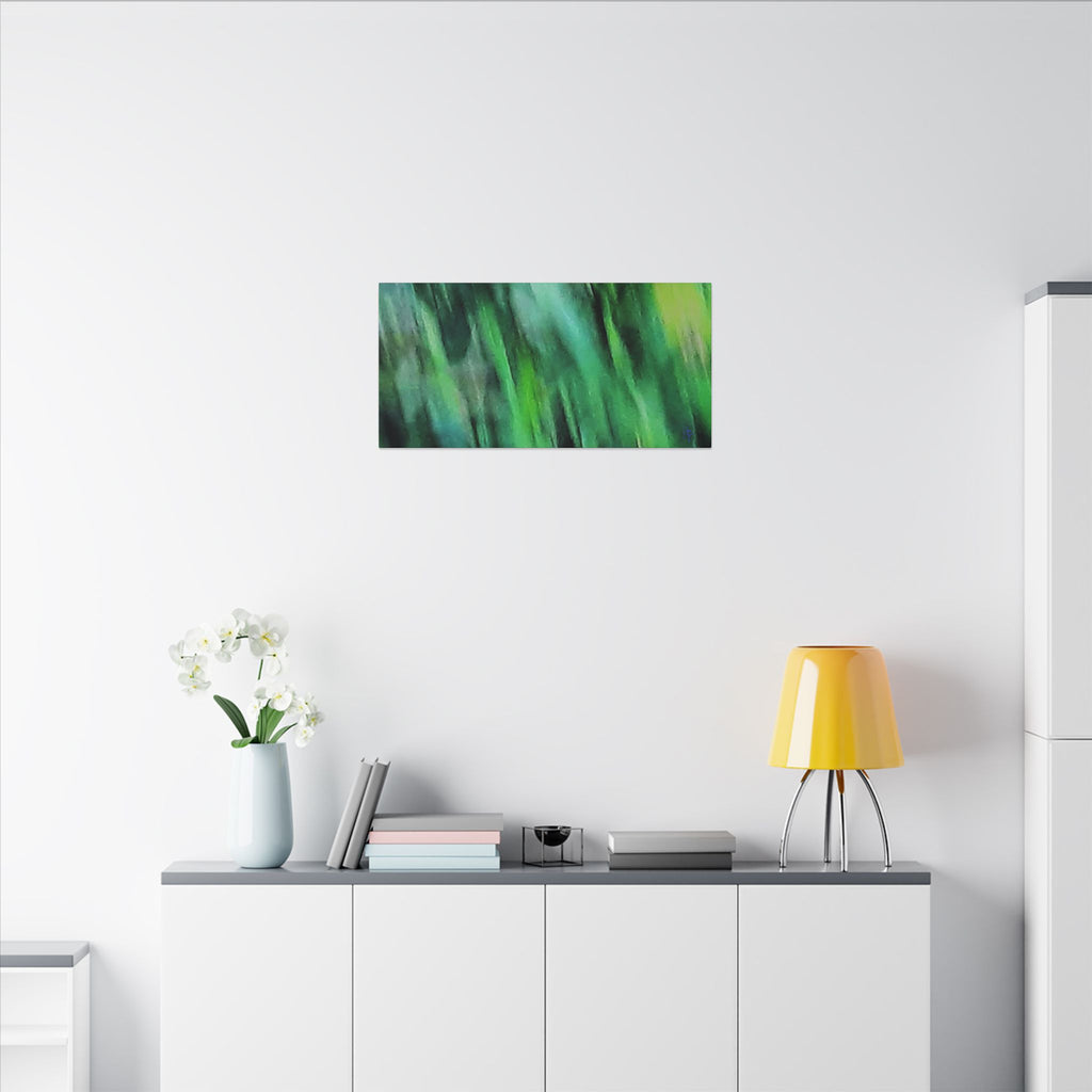 Green Abstract Blur Canvas Wall Art — Vibrant Nature-Inspired Matte Print