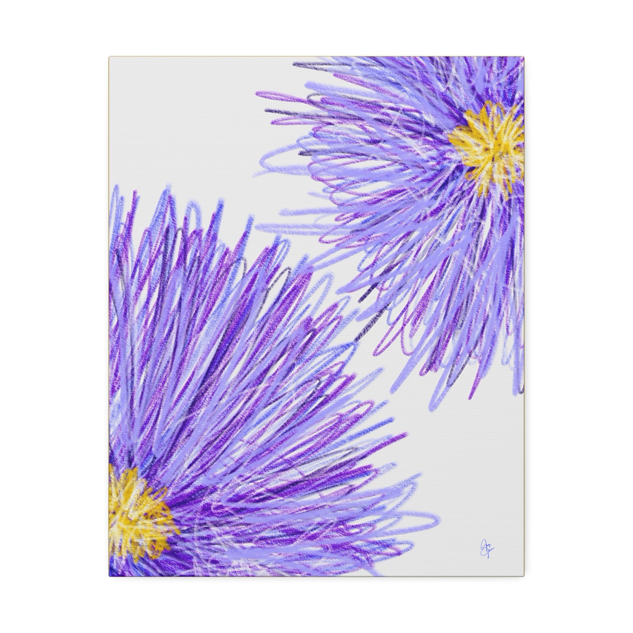 Purple Aster Floral Canvas Wrap – Vibrant Botanical Wall Art, 1.5" Stretched