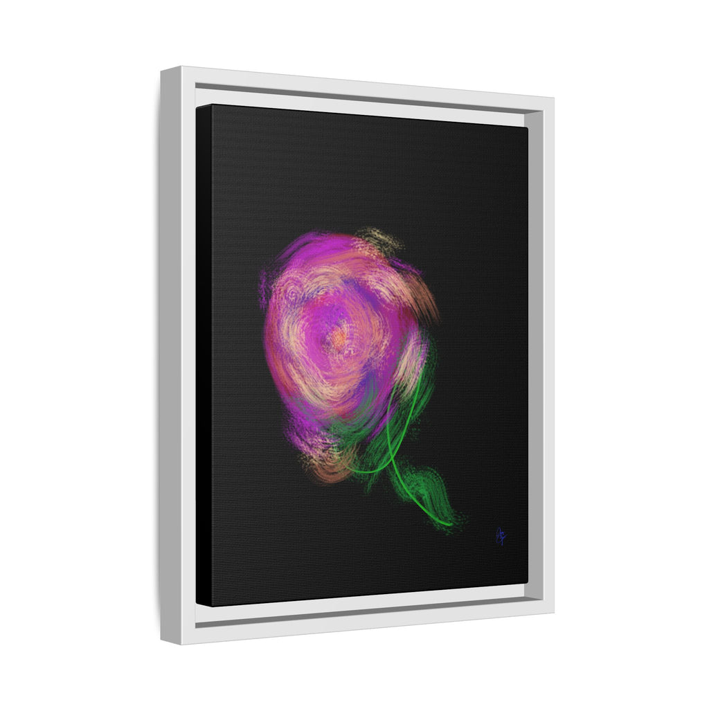 Abstract Rose Swirl Matte Framed Canvas — Multicolor Floral Wall Art