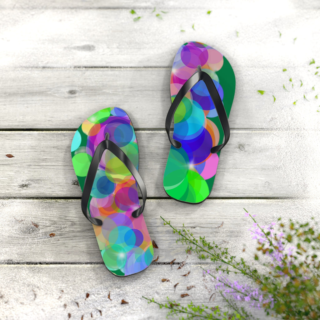 Flip Flops — Colorful Bokeh Circle Pattern Summer Sandals