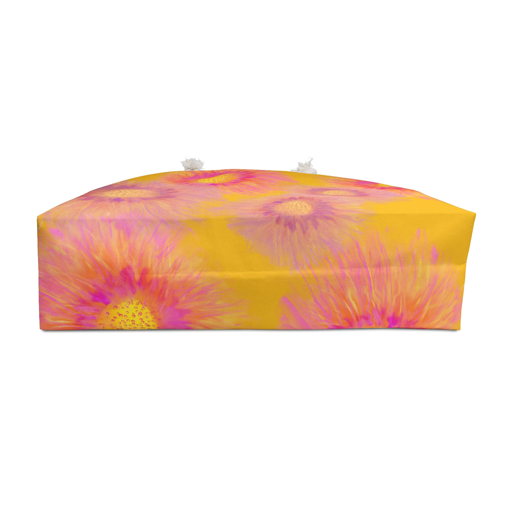 Sunburst Floral Weekender Bag — Pink & Yellow Boho Tote for Travel