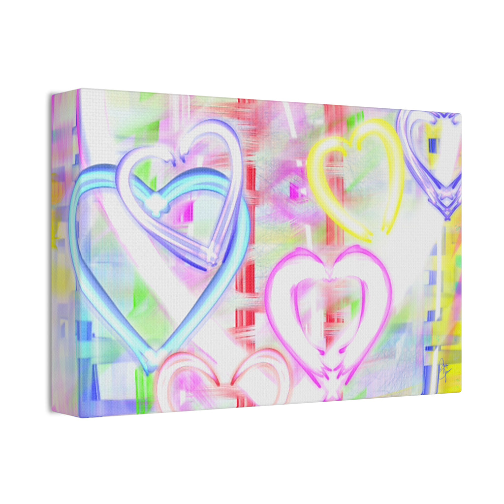 Colorful Neon Hearts Canvas Print — Stretched 1.5" Wall Art