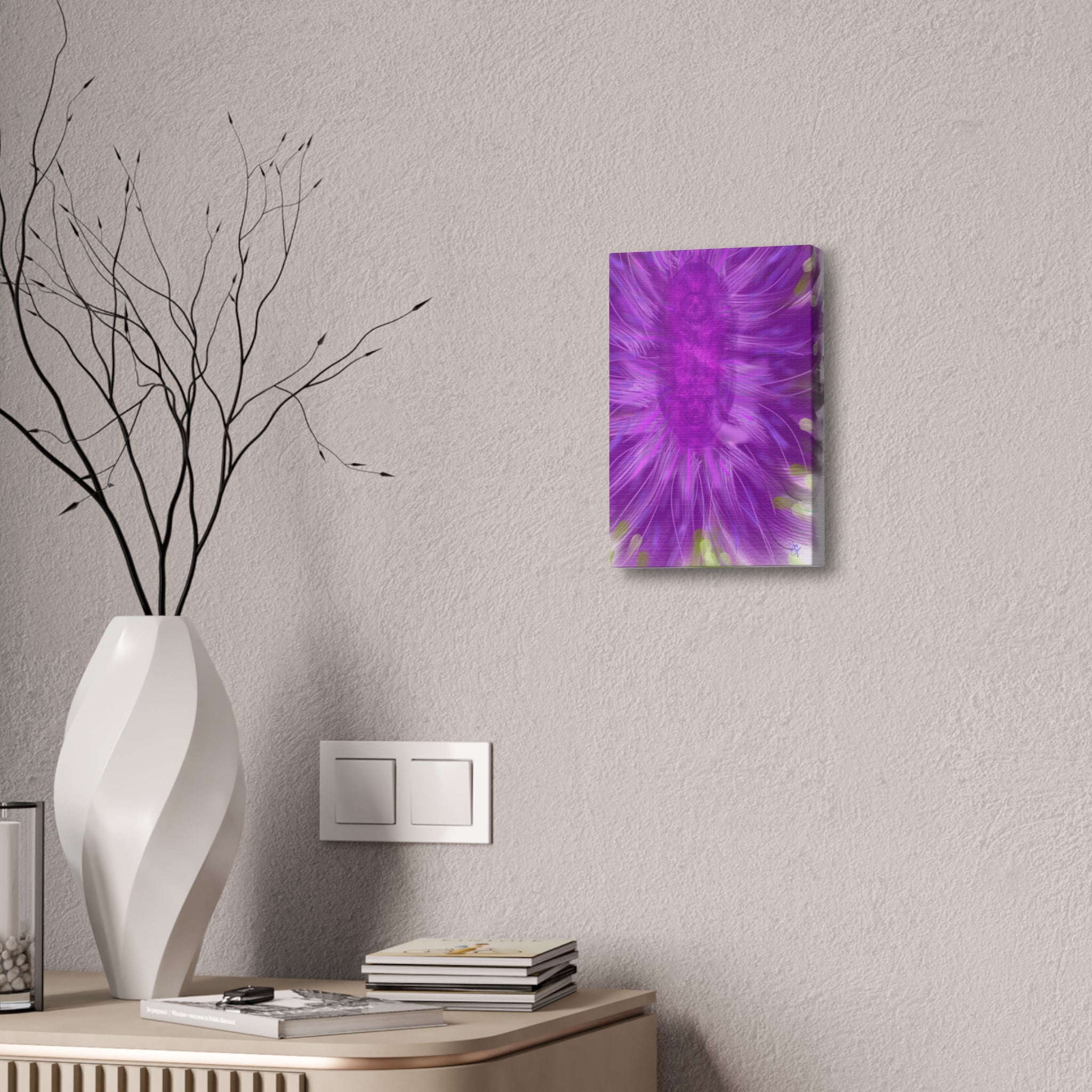 Purple Floral Burst Canvas Print – Abstract Flower Wall Art (Stretched 1.5")