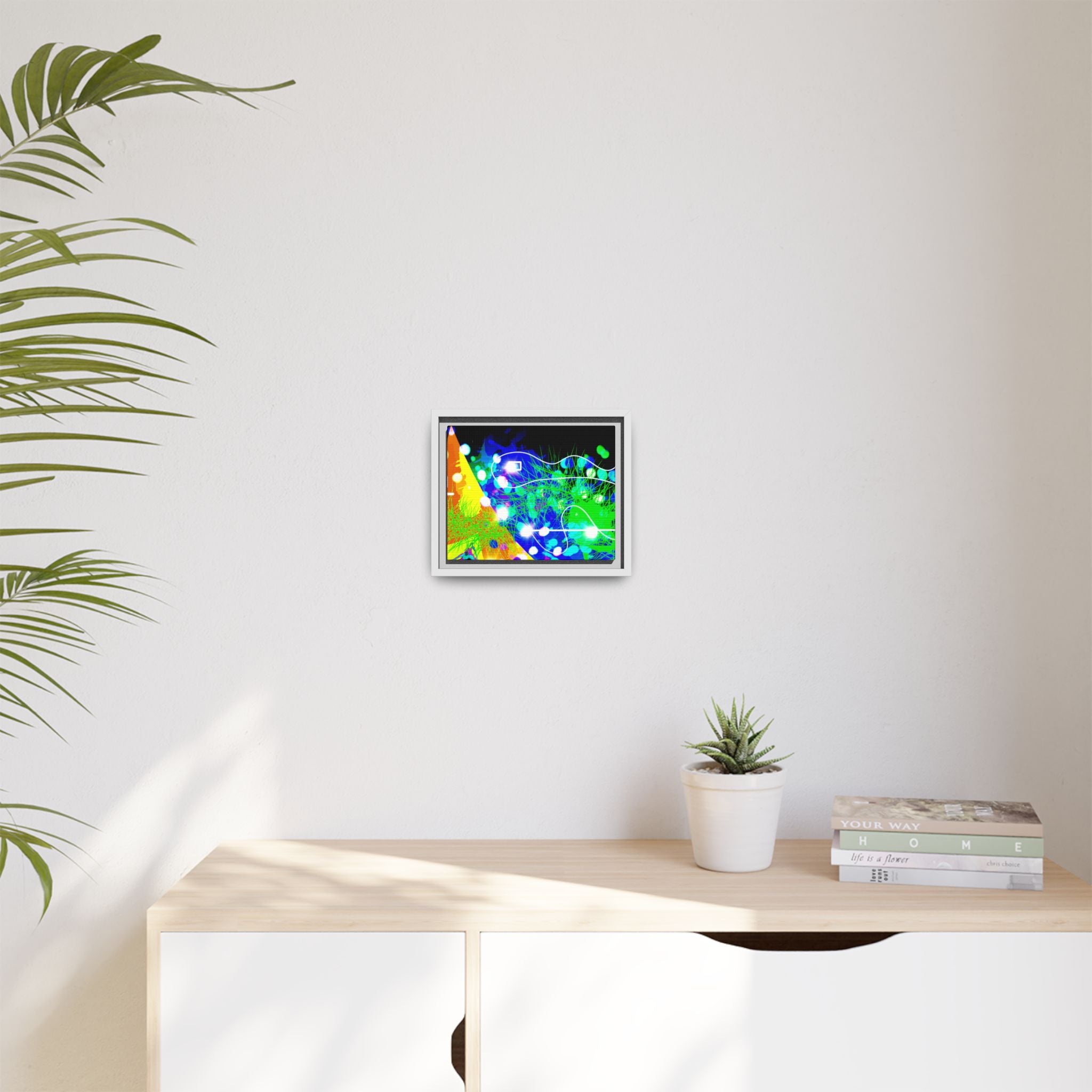 Abstract Neon Wave Matte Canvas Framed Art