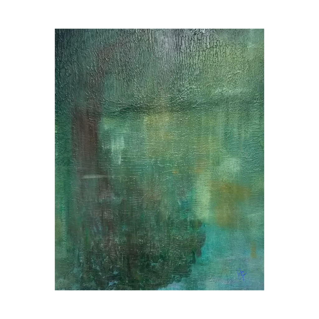 Abstract Teal Canvas Matte Poster — Serene Green Wall Art