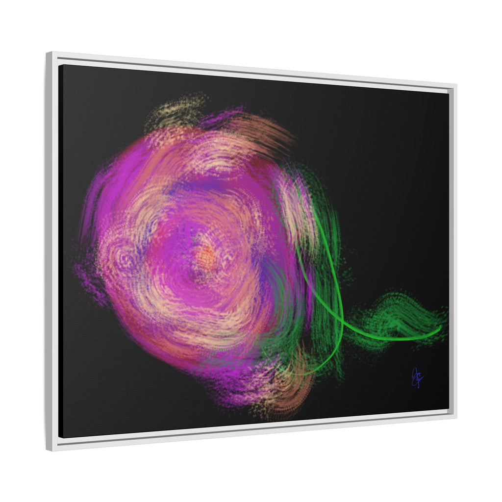 Abstract Rose Swirl Matte Framed Canvas — Multicolor Floral Wall Art