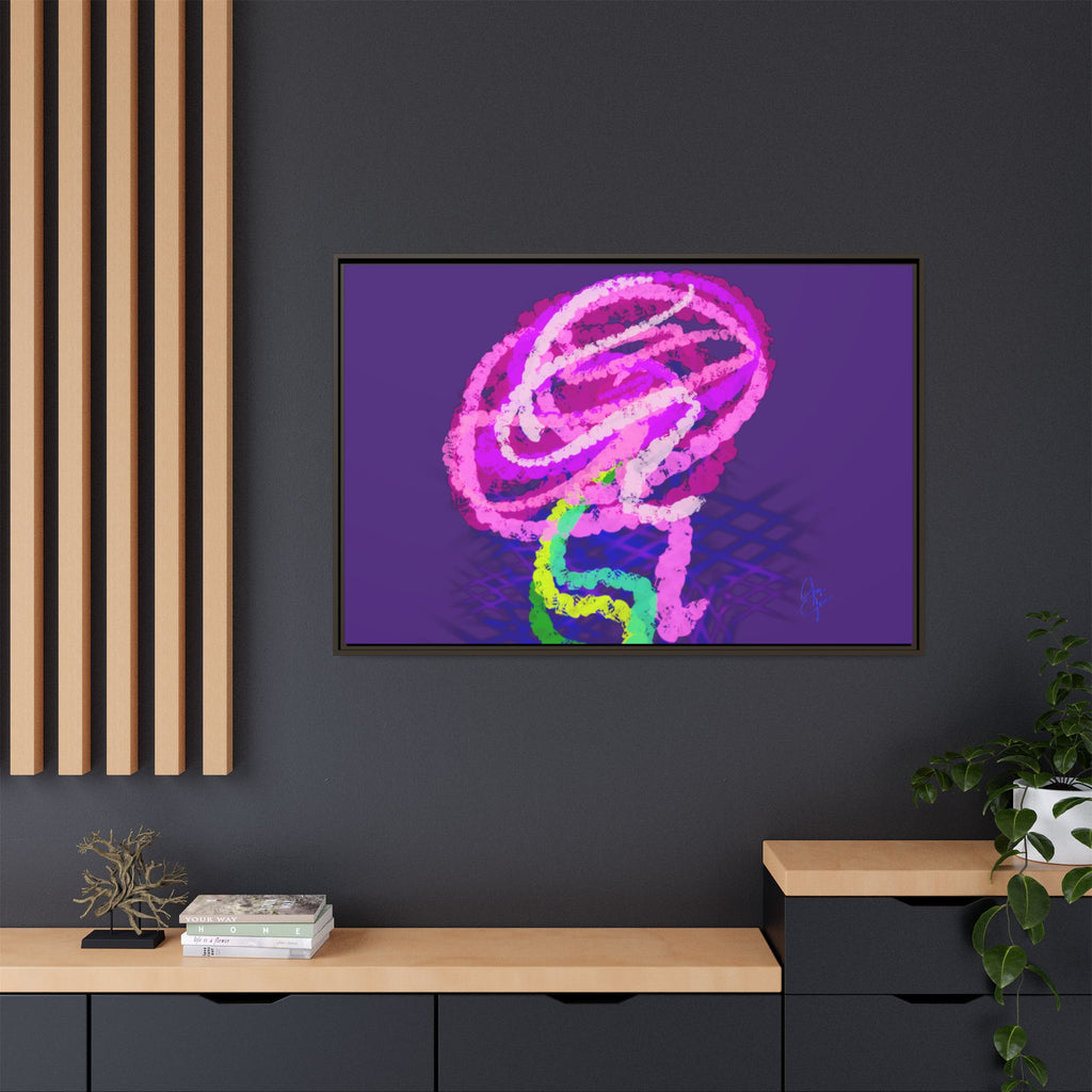 Framed Matte Canvas - Neon Rose Abstract Wall Art