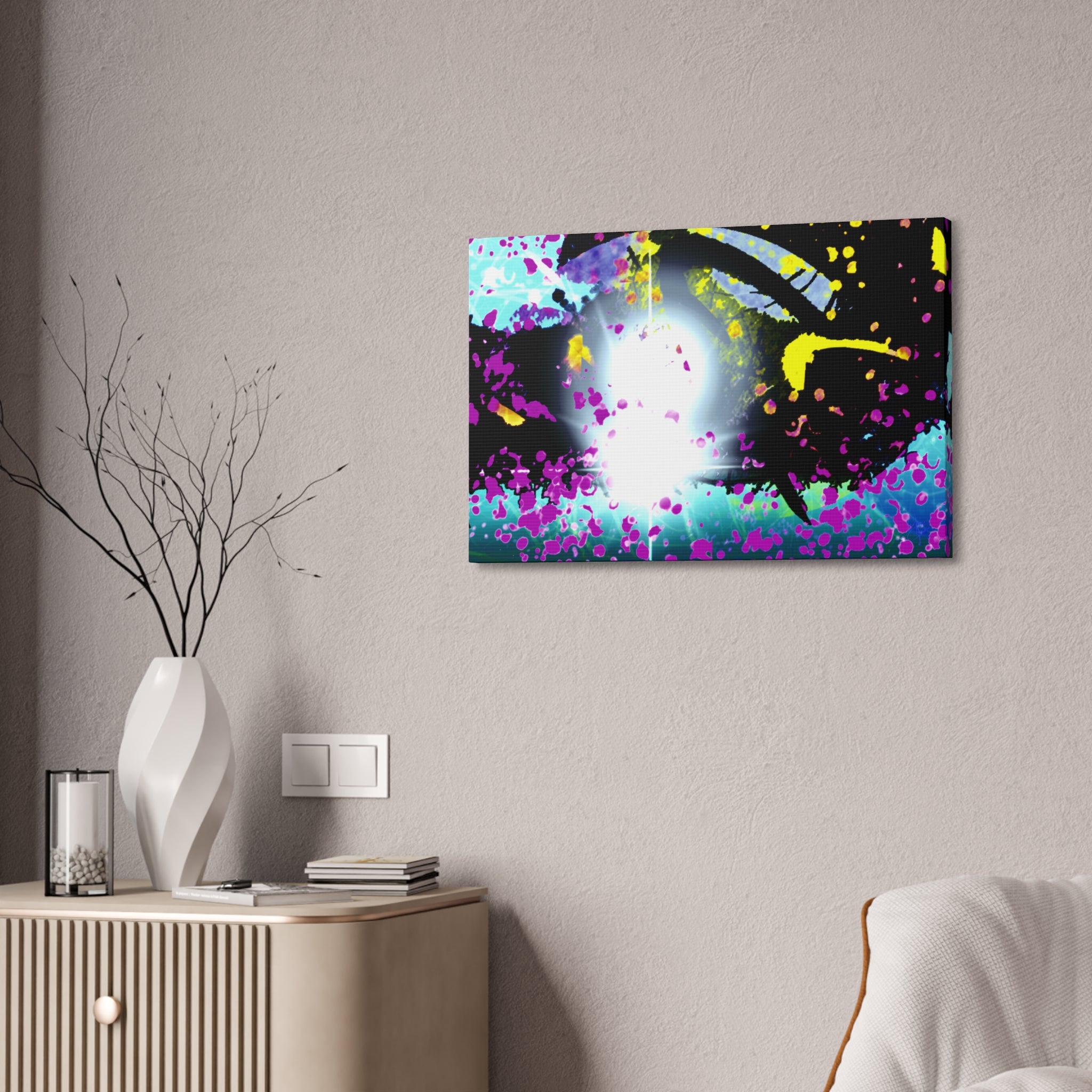 Abstract Neon Splash Canvas Print — Vibrant Galaxy-Inspired Wall Art (Stretched 1.5")