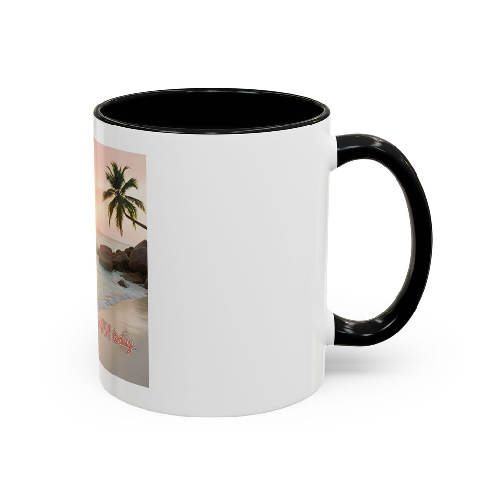 Tropical Beach Coffee Mug — Sunset Palm Ocean Accent Mug (11/15 oz)