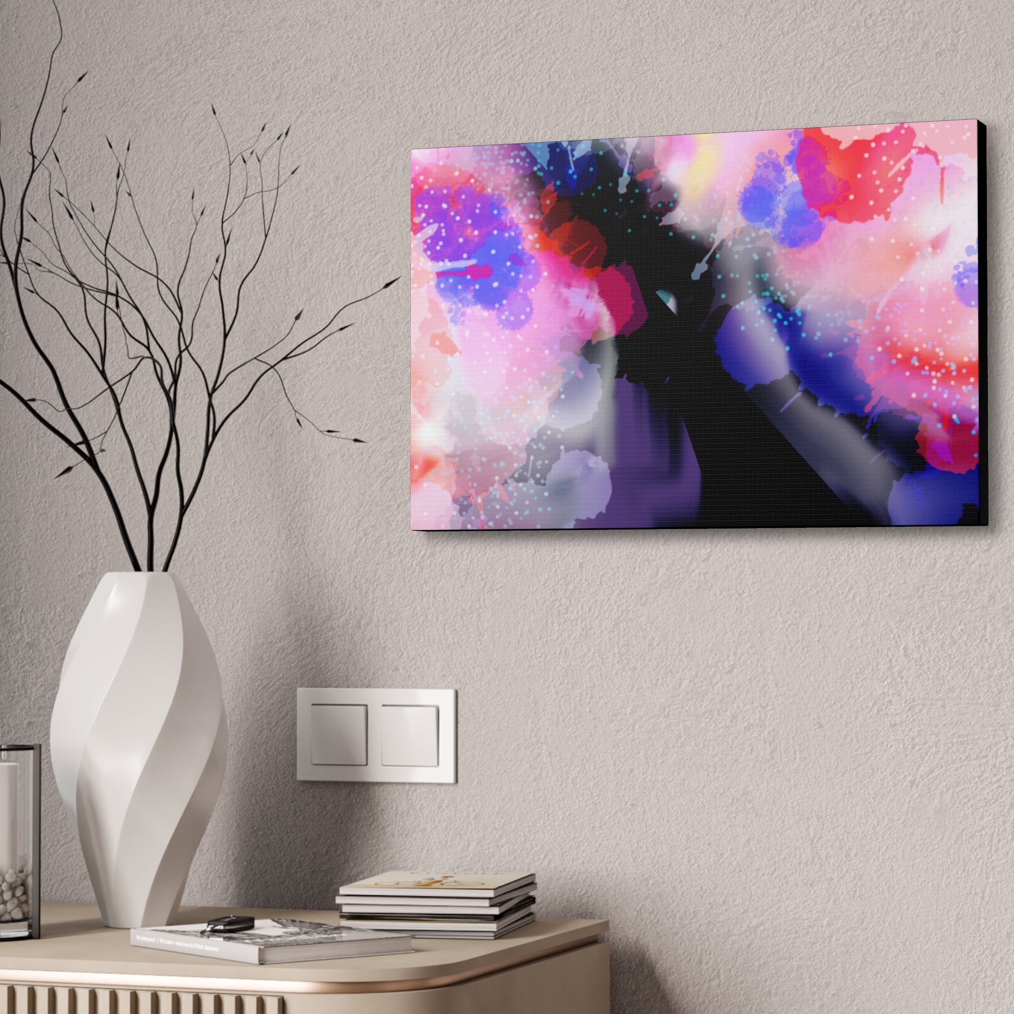 Abstract Pink Watercolor Canvas Wall Art - Stretched 1.5"