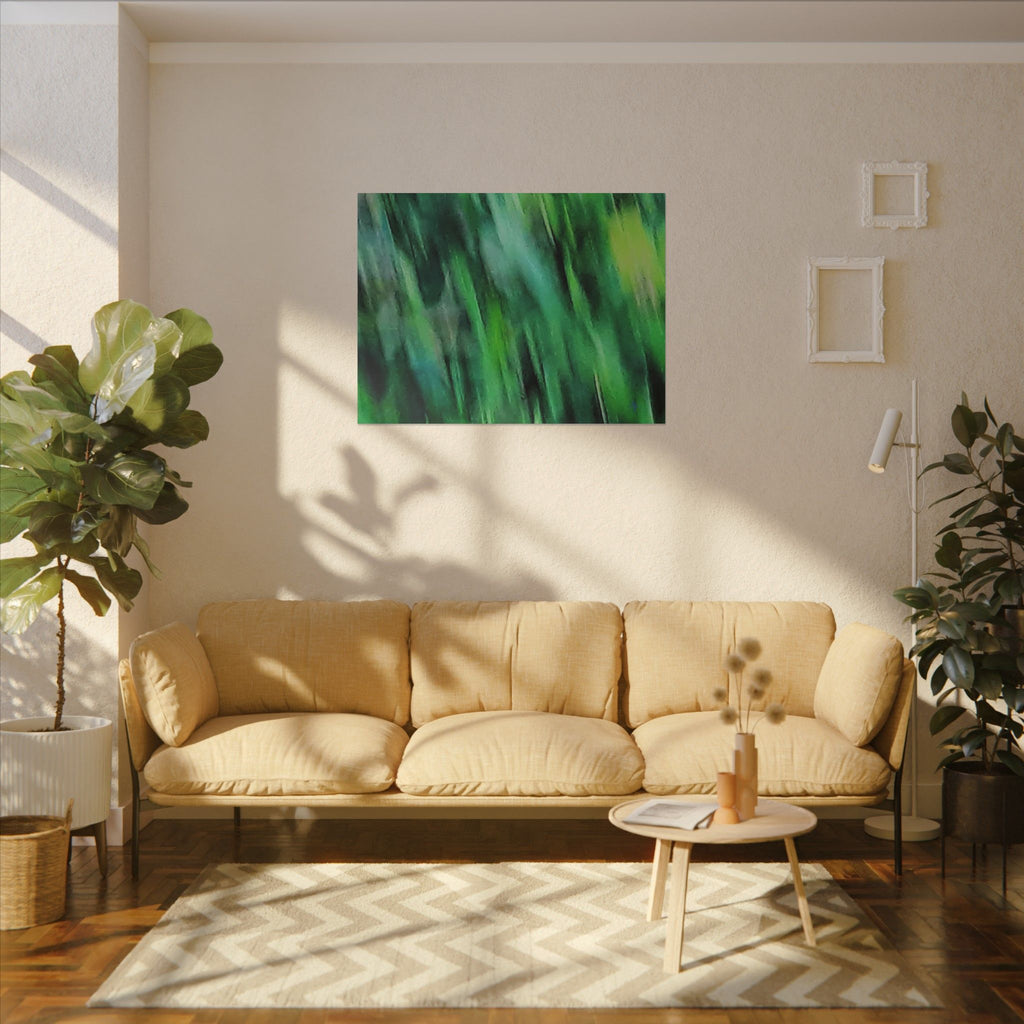 Green Abstract Blur Canvas Wall Art — Vibrant Nature-Inspired Matte Print