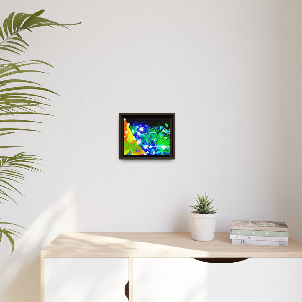 Abstract Neon Wave Matte Canvas Framed Art