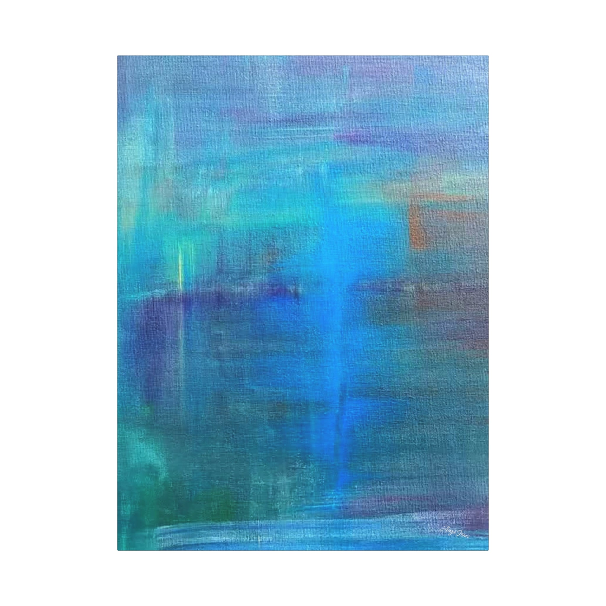 Abstract Blue-Green Matte Canvas Print – Stretched 1.25" Wall Art