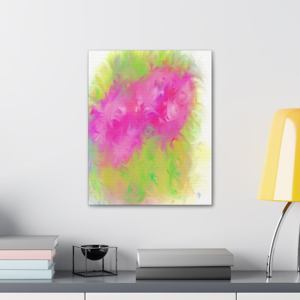 Abstract Pink & Lime Floral Canvas Print — Stretched 1.5"