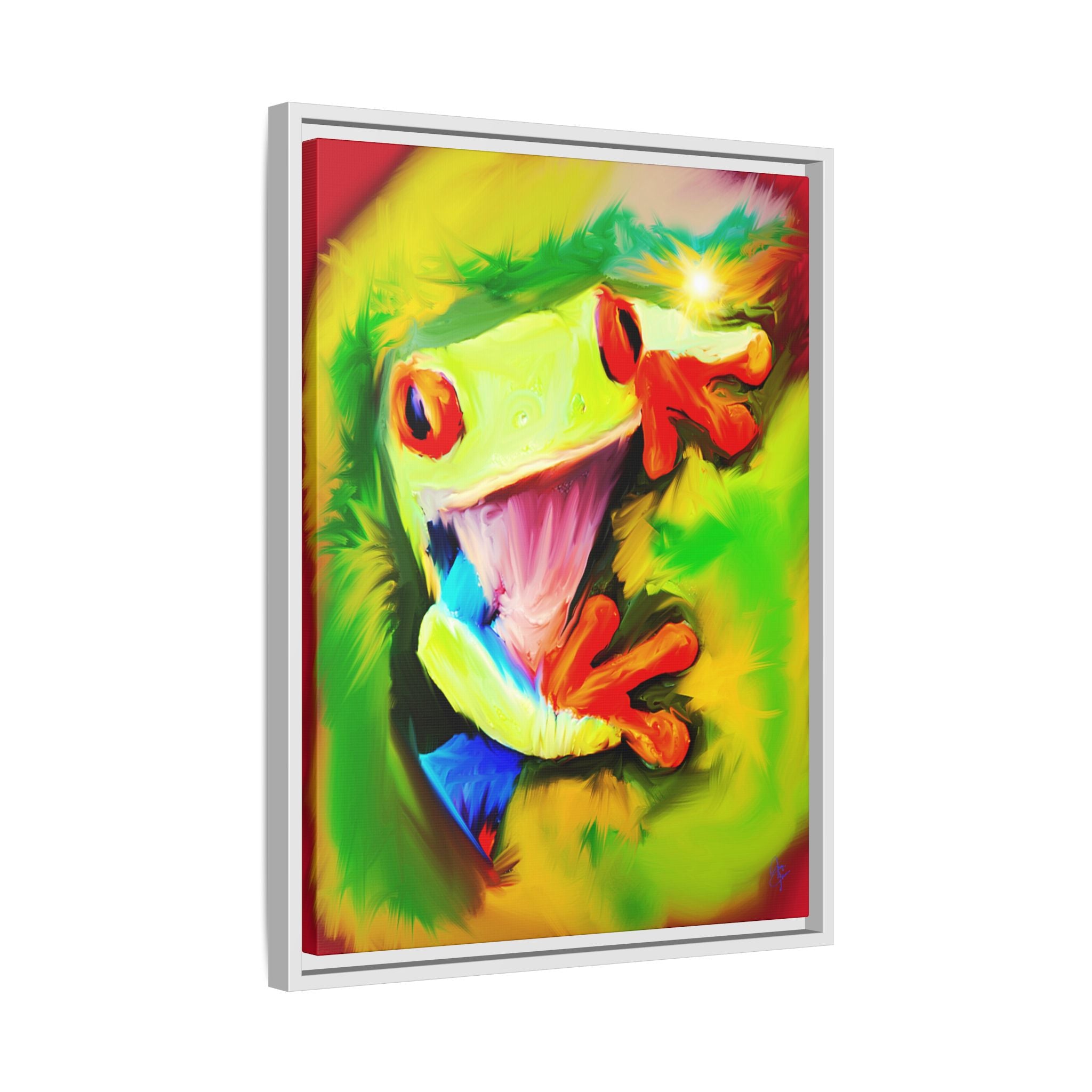 Colorful Tree Frog Matte Canvas Print — Framed Tropical Wall Art