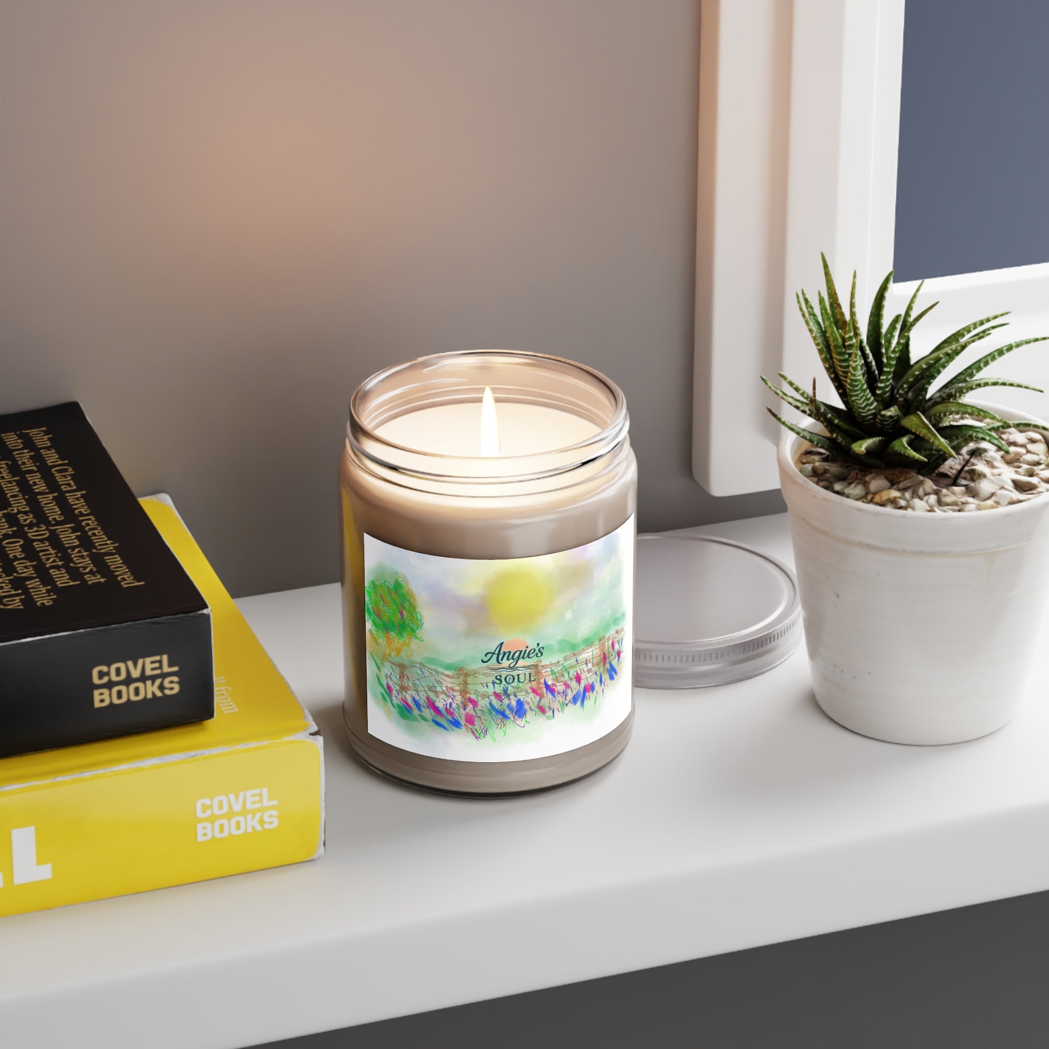 Angie’s Soul 9oz Soy Candle — Floral Meadow Scented Jar with White Lid