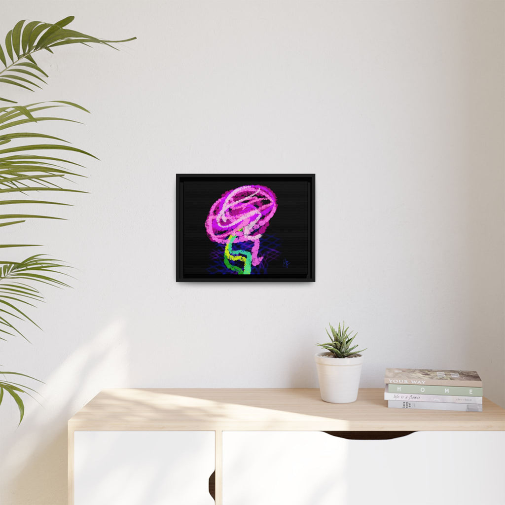 Framed Matte Canvas - Neon Rose Abstract Wall Art