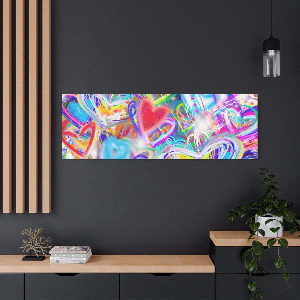 Colorful Heart Graffiti Matte Canvas