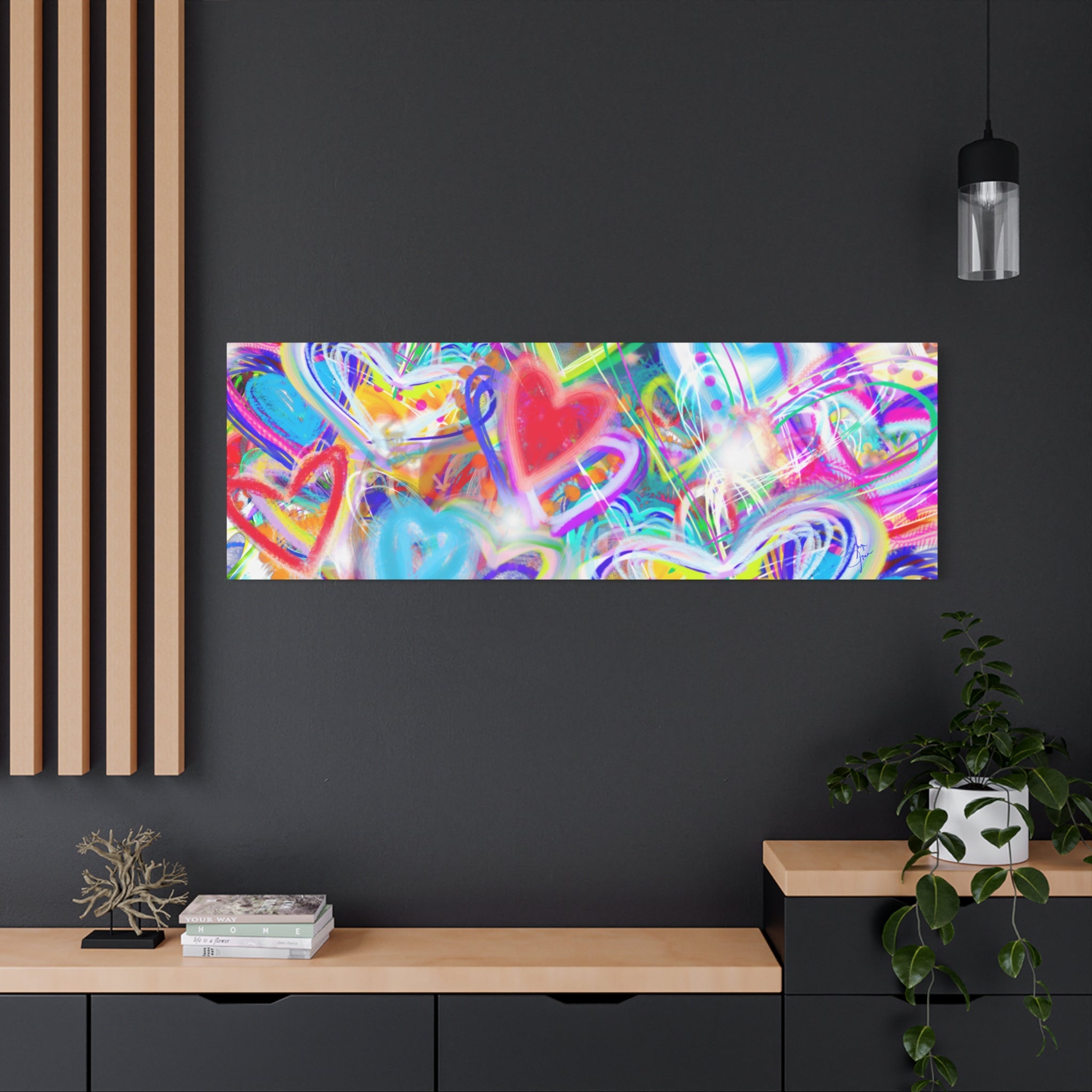 Colorful Heart Graffiti Matte Canvas