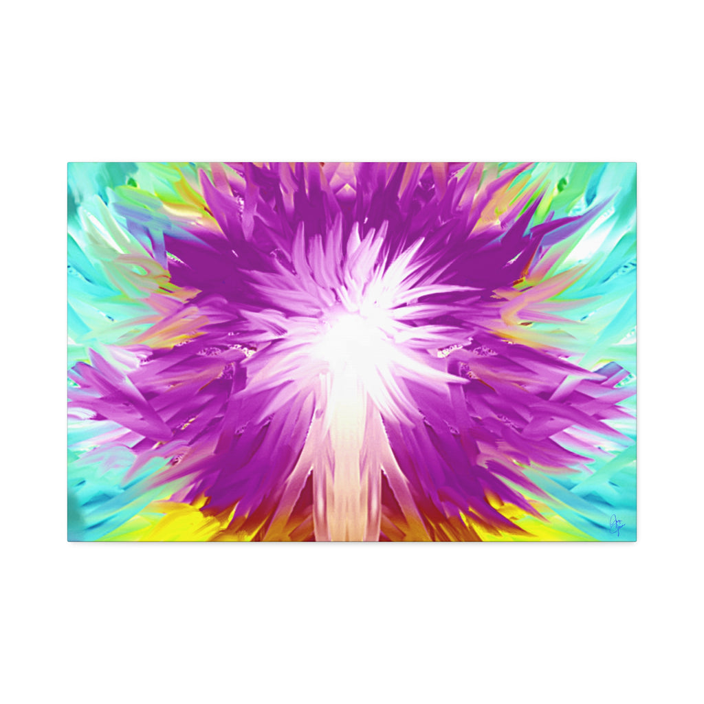 Abstract Radiant Burst Canvas - Vibrant Purple Floral Wall Art (Stretched 1.5")