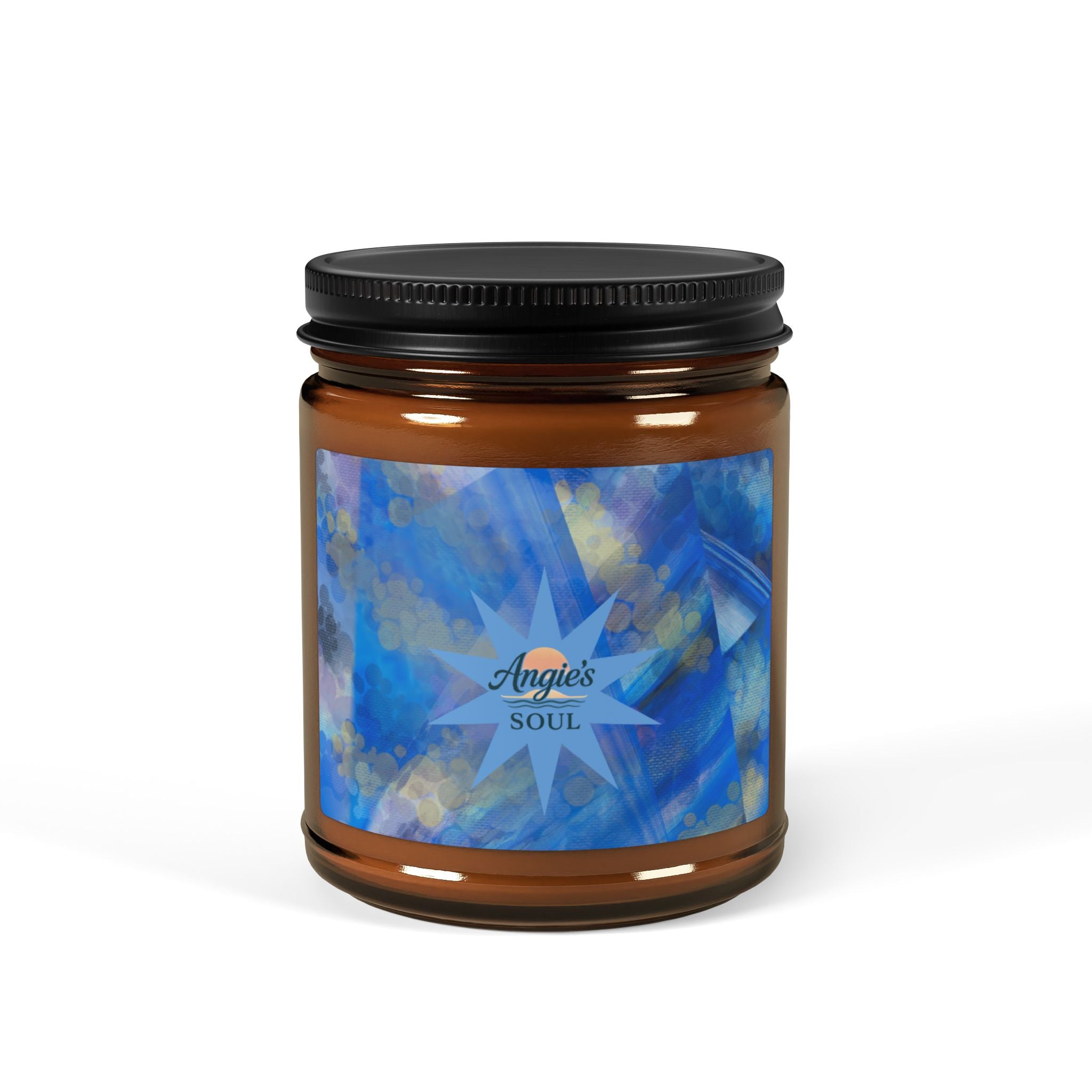 Amber Jar Soy Candle — Calming Blue Ocean Scented Candle (Multi-Size)