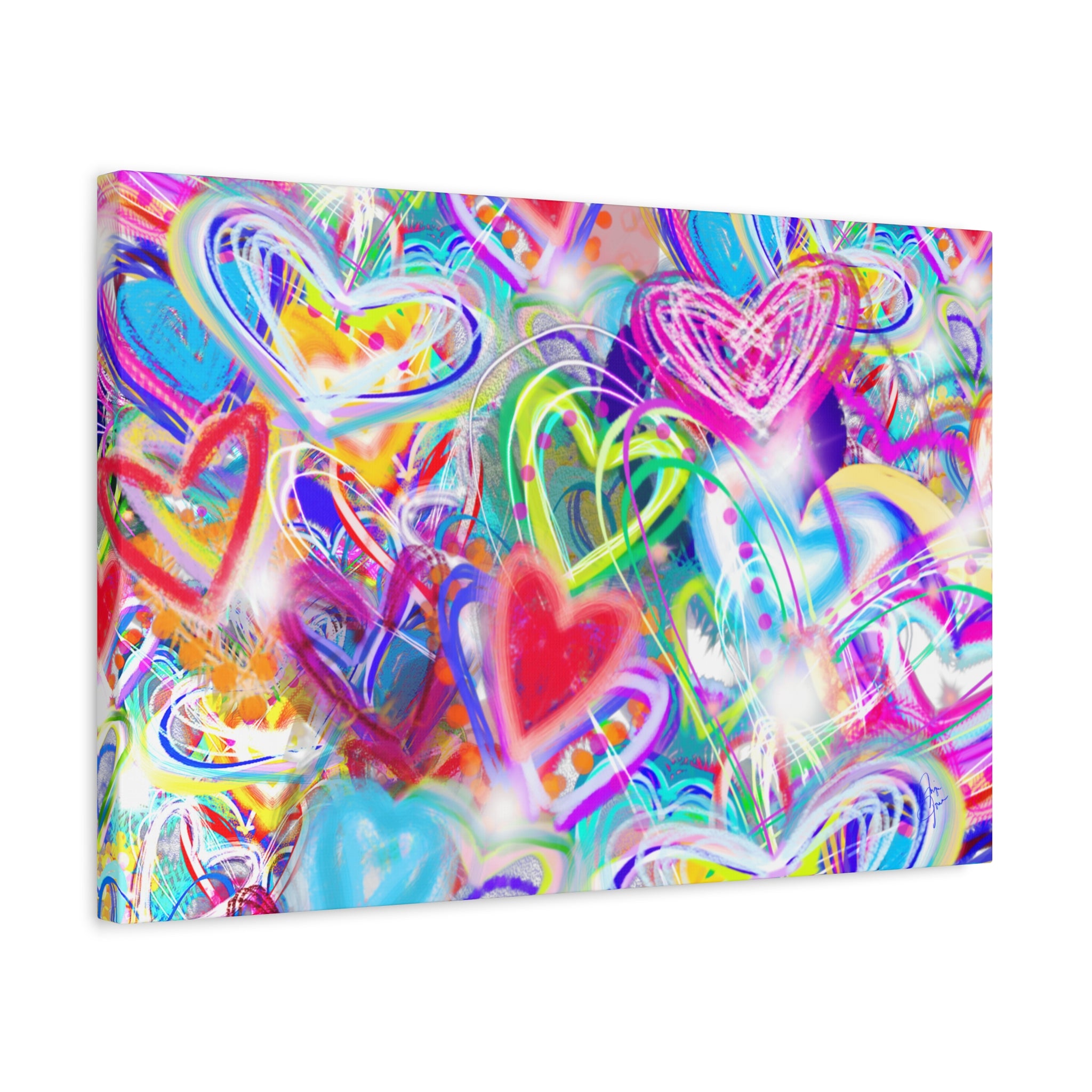 Colorful Heart Graffiti Matte Canvas