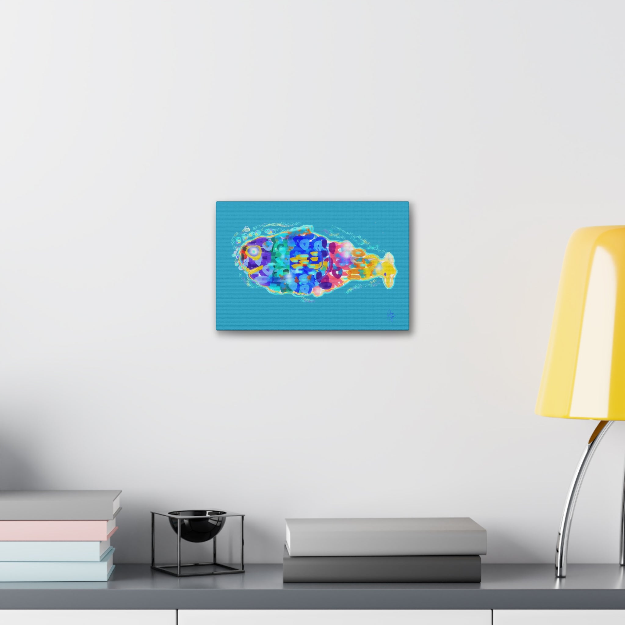 Colorful Abstract Fish Canvas Print — Vibrant Ocean Wall Art