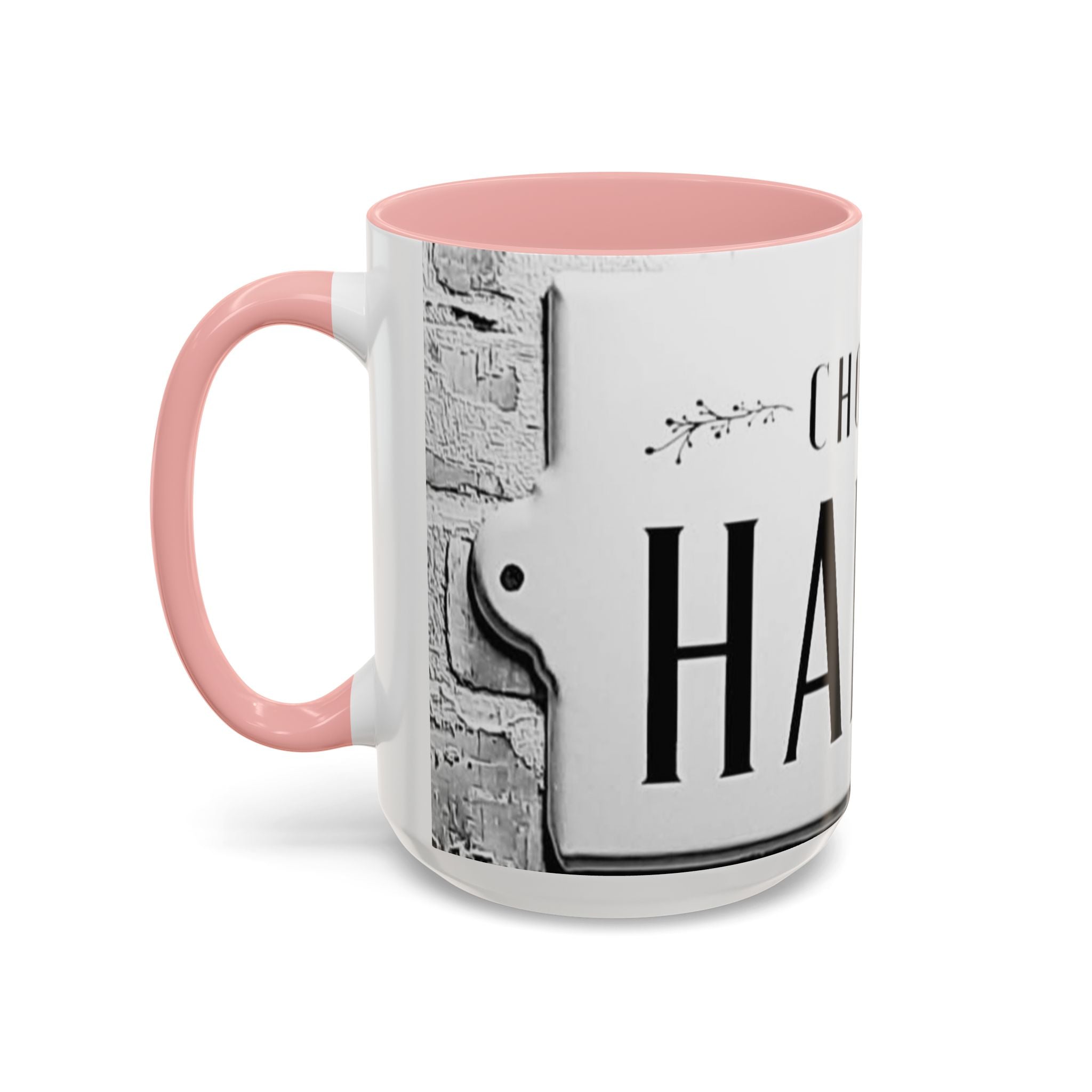 Choose Happy Accent Coffee Mug – Inspirational Black & White Ceramic Mug (11/15oz)