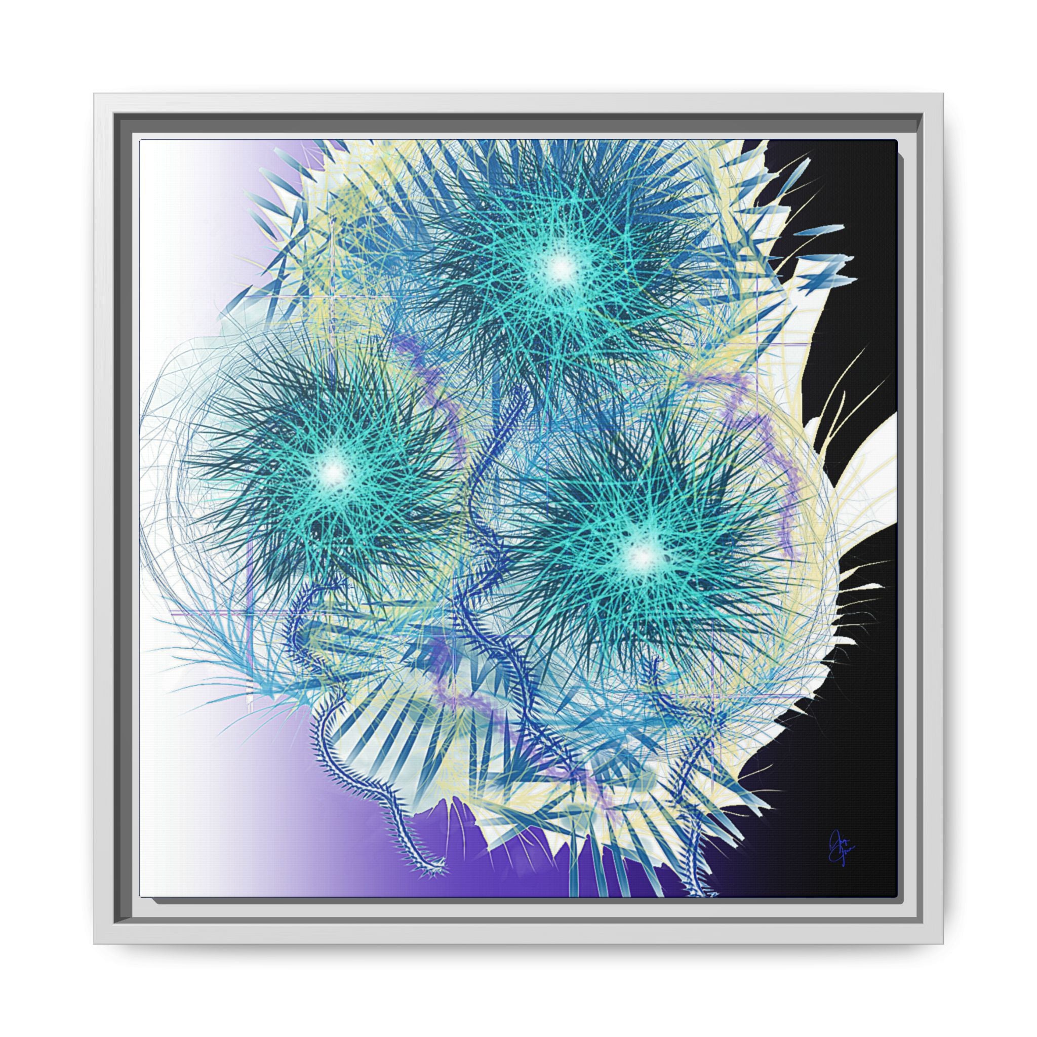 Dandelion Abstract Print Matte Canvas Framed Wall Art