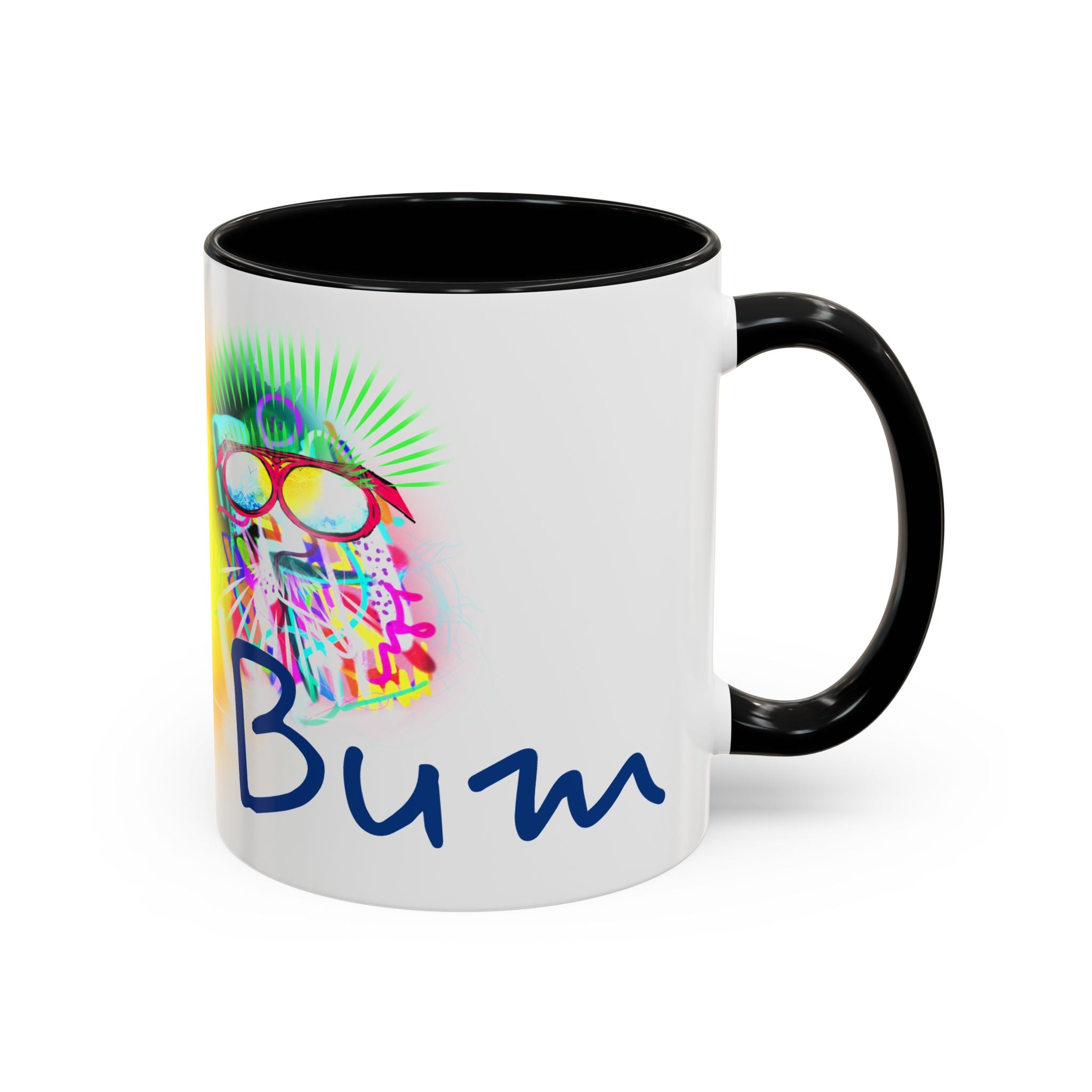 Beach Bum Coffee Mug — Colorful Retro Skull Design (11/15oz)