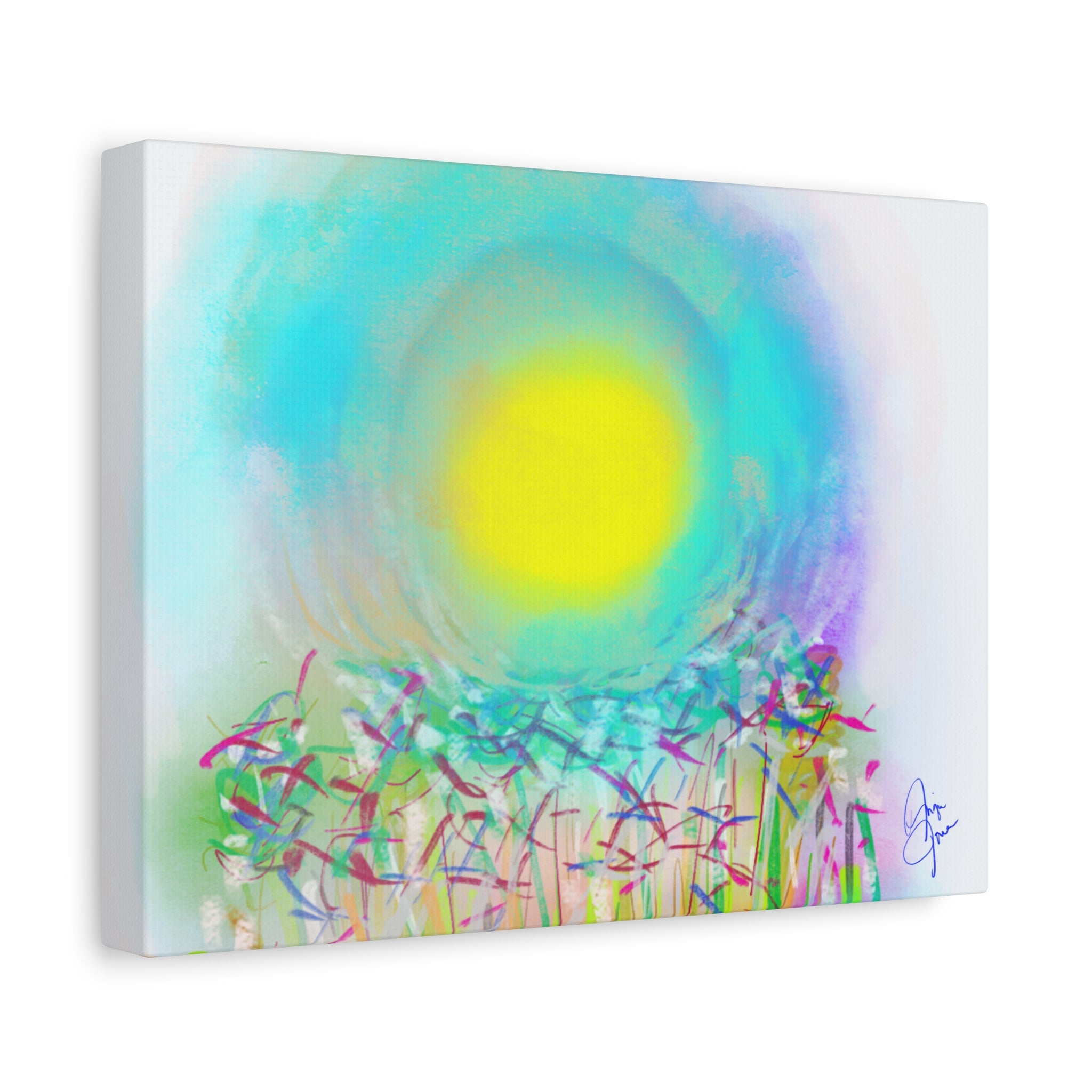 Sunlit Meadow Abstract Canvas Art — Bright Floral Wall Decor