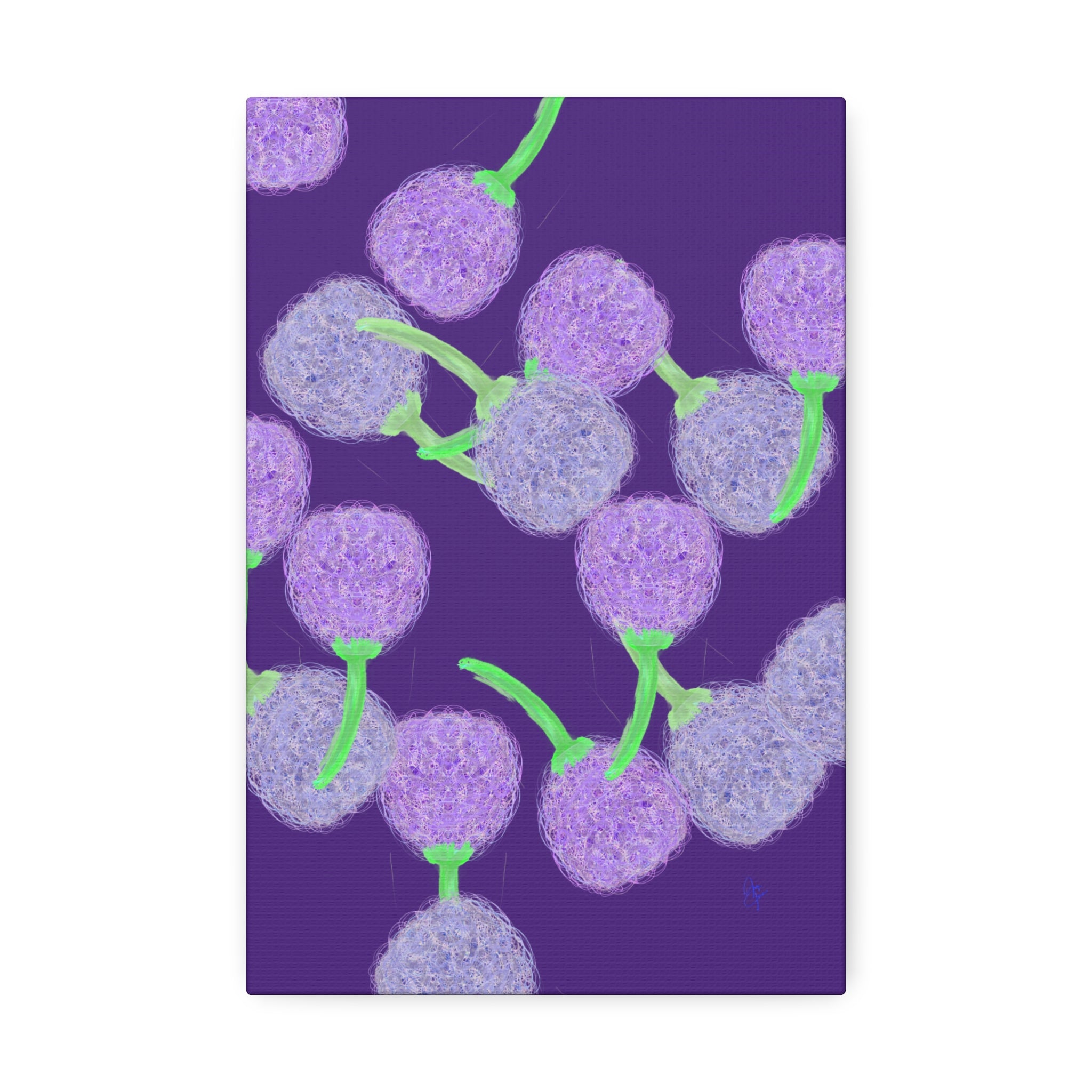 Purple Berry Art Canvas Print — Floral Abstract Wall Decor (Stretched 1.5")