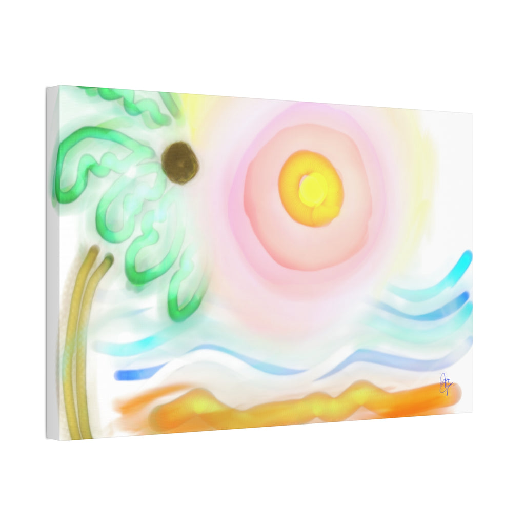 Tropical Sunrise Canvas Wall Art — Stretched 1.5" Beach Landscape Print