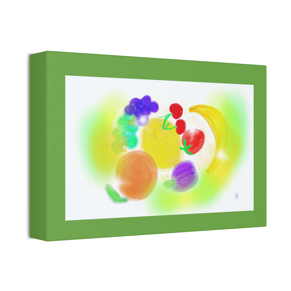 Colorful Fruit Still Life Canvas — Bright Kitchen Wall Art, Stretched 1.5"