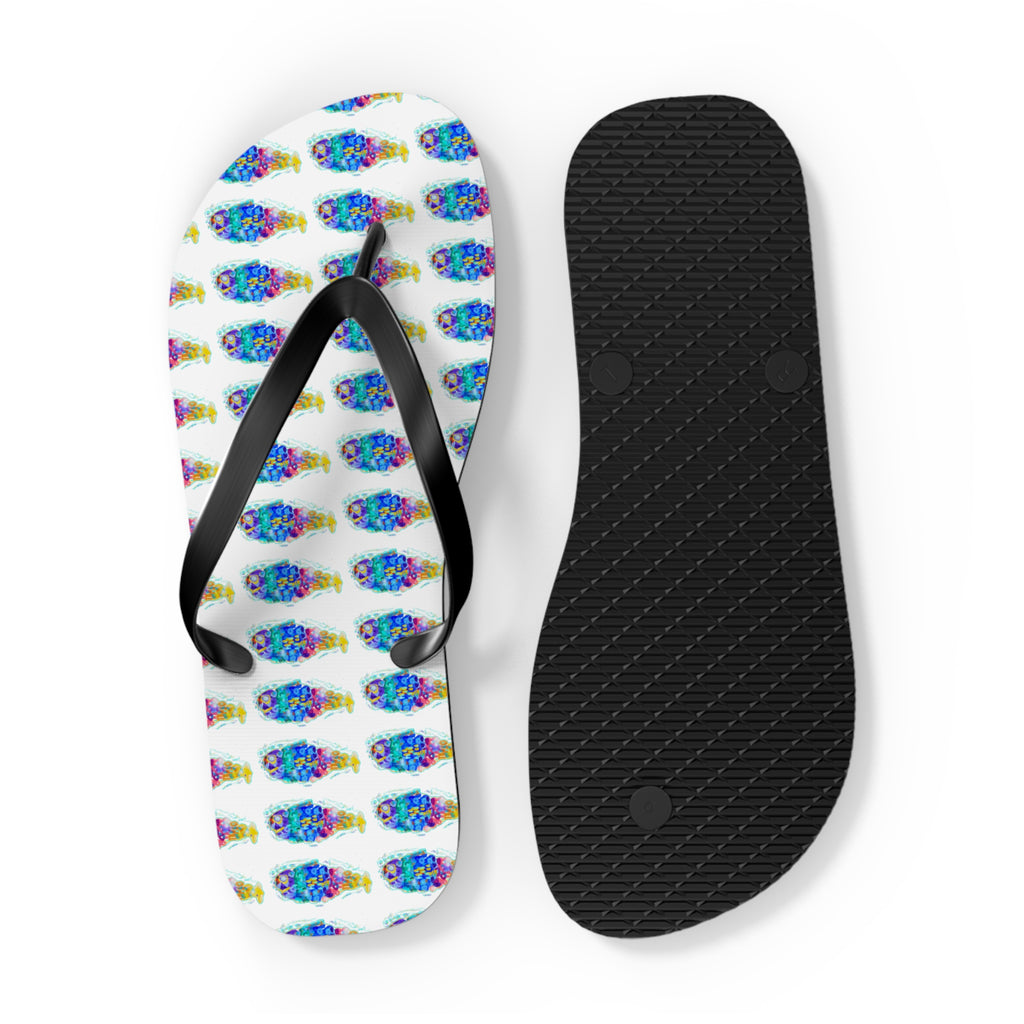 Colorful Tie-Dye Fish Flip Flops — Summer Beach Sandals