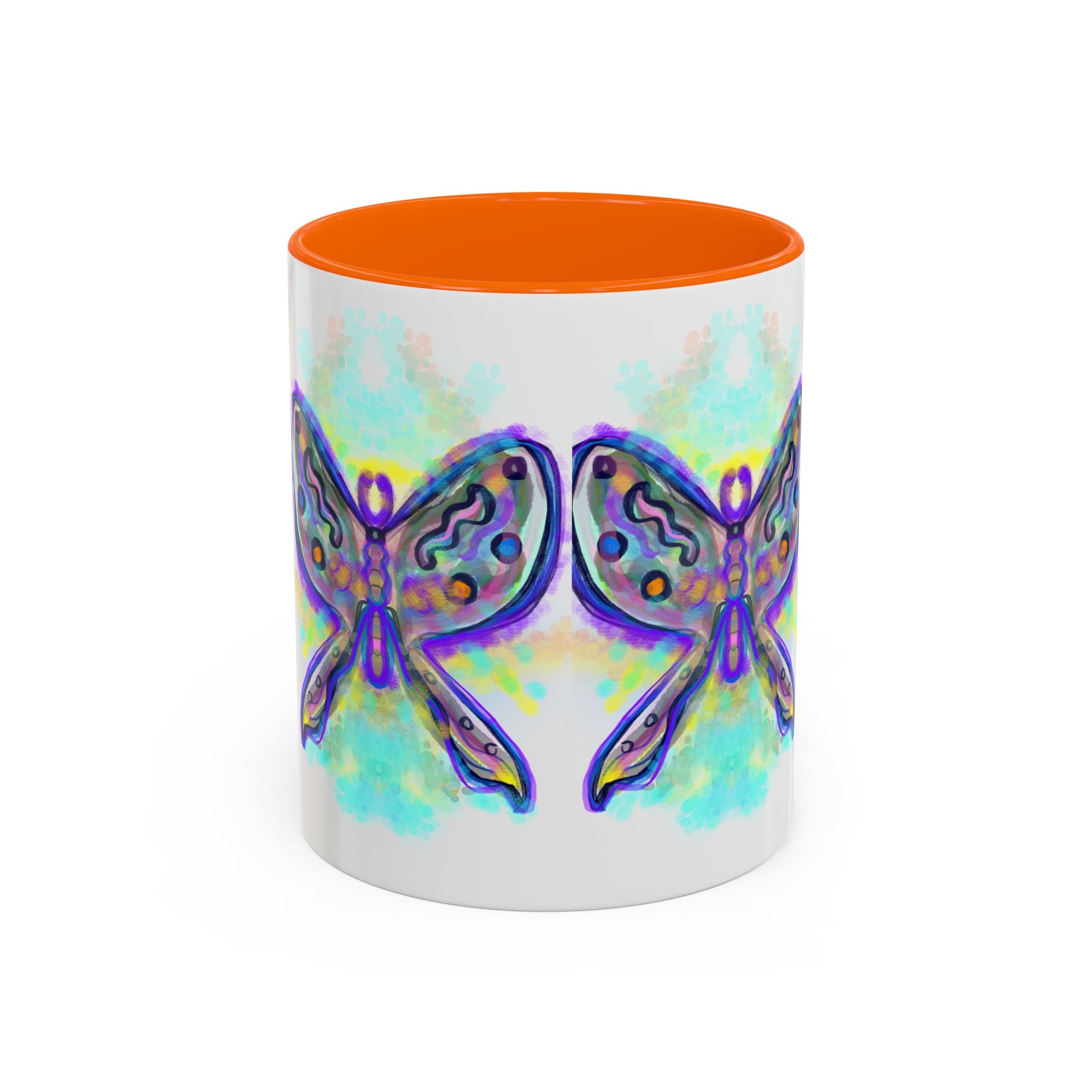 Butterfly Accent Coffee Mug — Colorful Watercolor Butterfly Design (11/15oz)