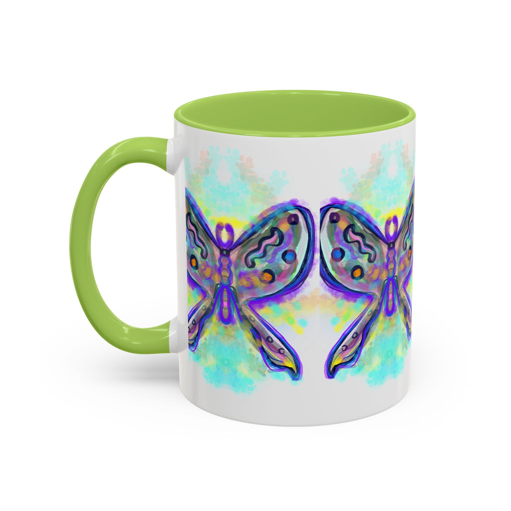 Butterfly Accent Coffee Mug — Colorful Watercolor Butterfly Design (11/15oz)