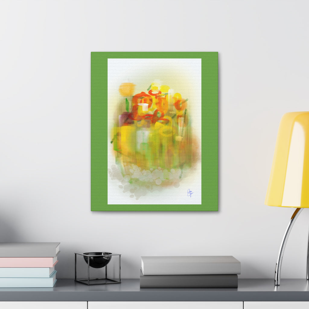Abstract Floral Canvas Print – Yellow & Orange Stretched Wall Art (1.5" Depth)