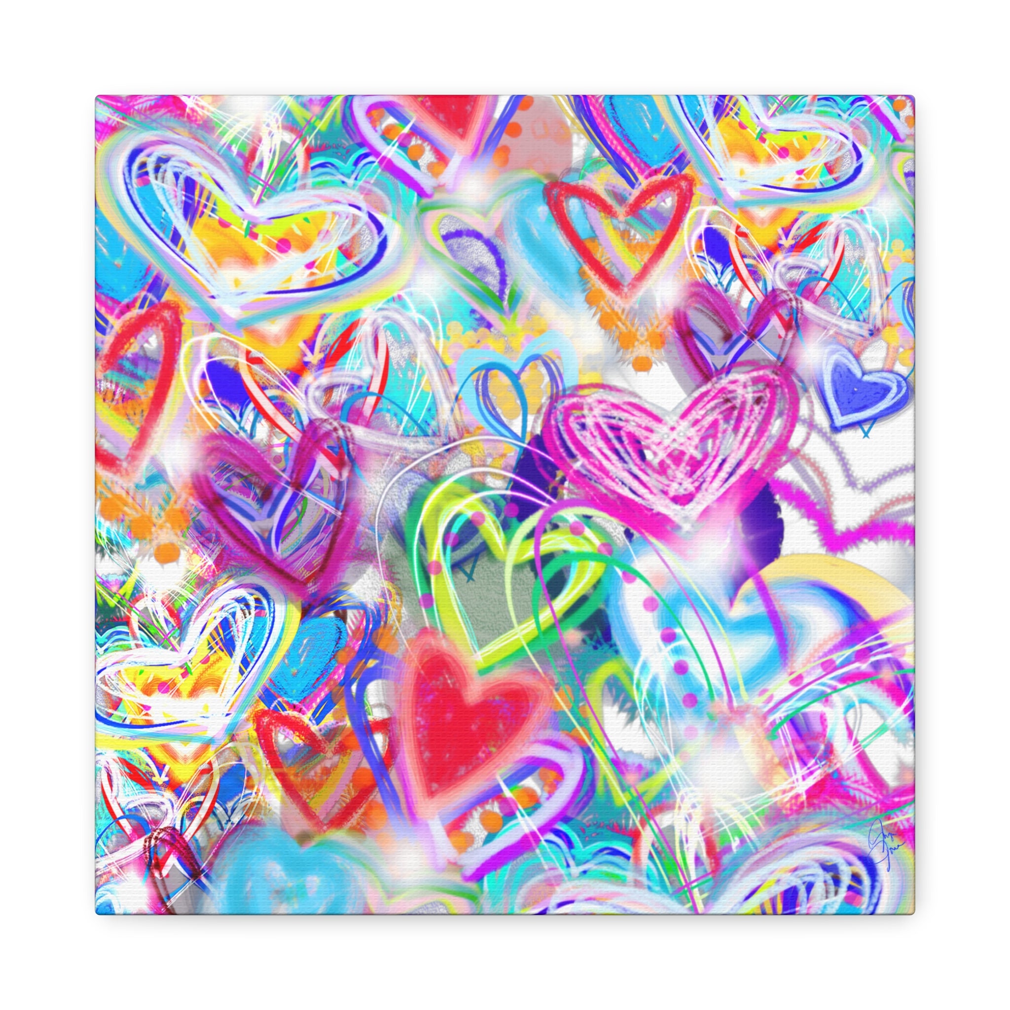 Colorful Heart Graffiti Matte Canvas