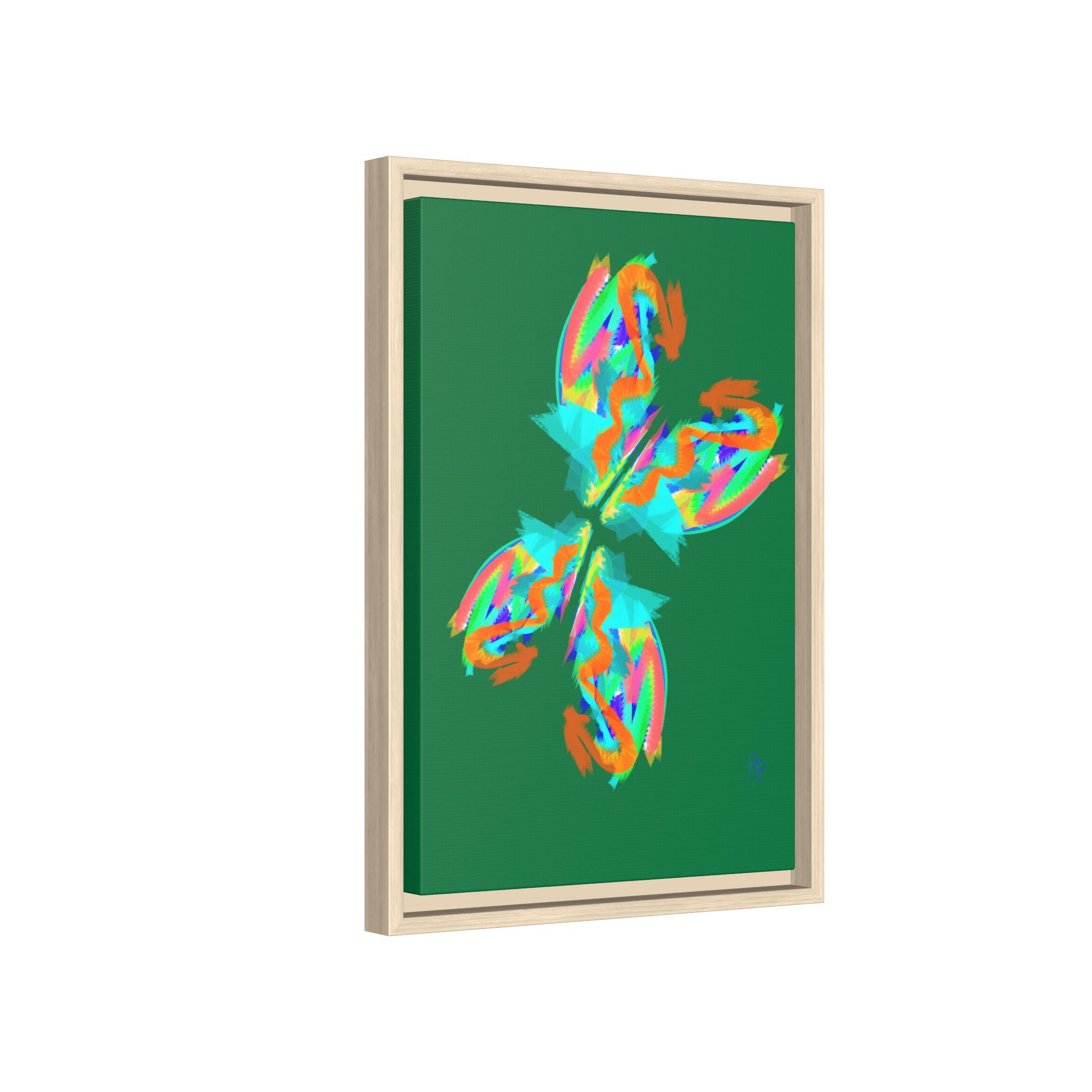 Framed Matte Canvas — Neon Abstract Butterfly Wall Art