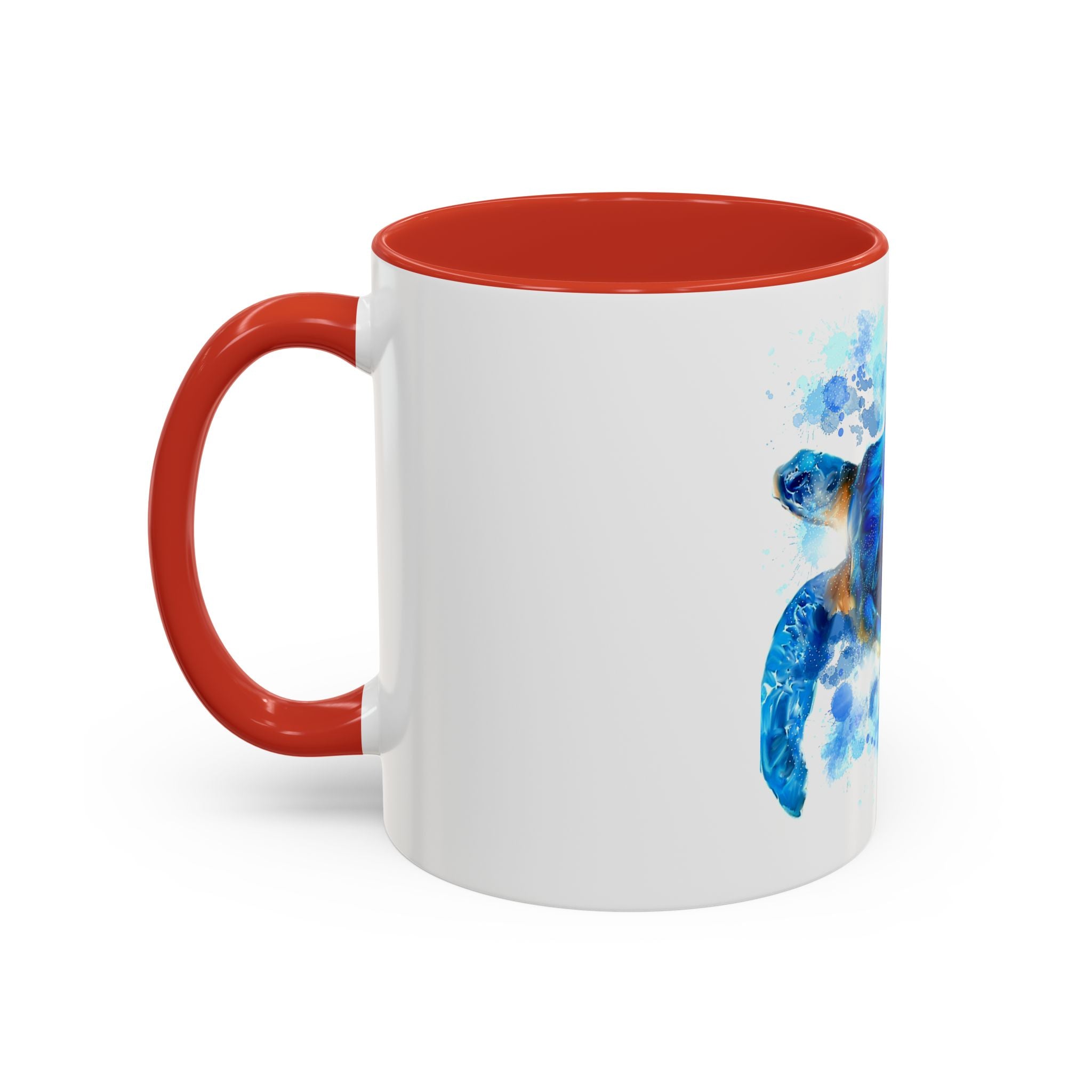 Blue Sea Turtle Accent Coffee Mug — Watercolor Ocean Turtle 11/15oz