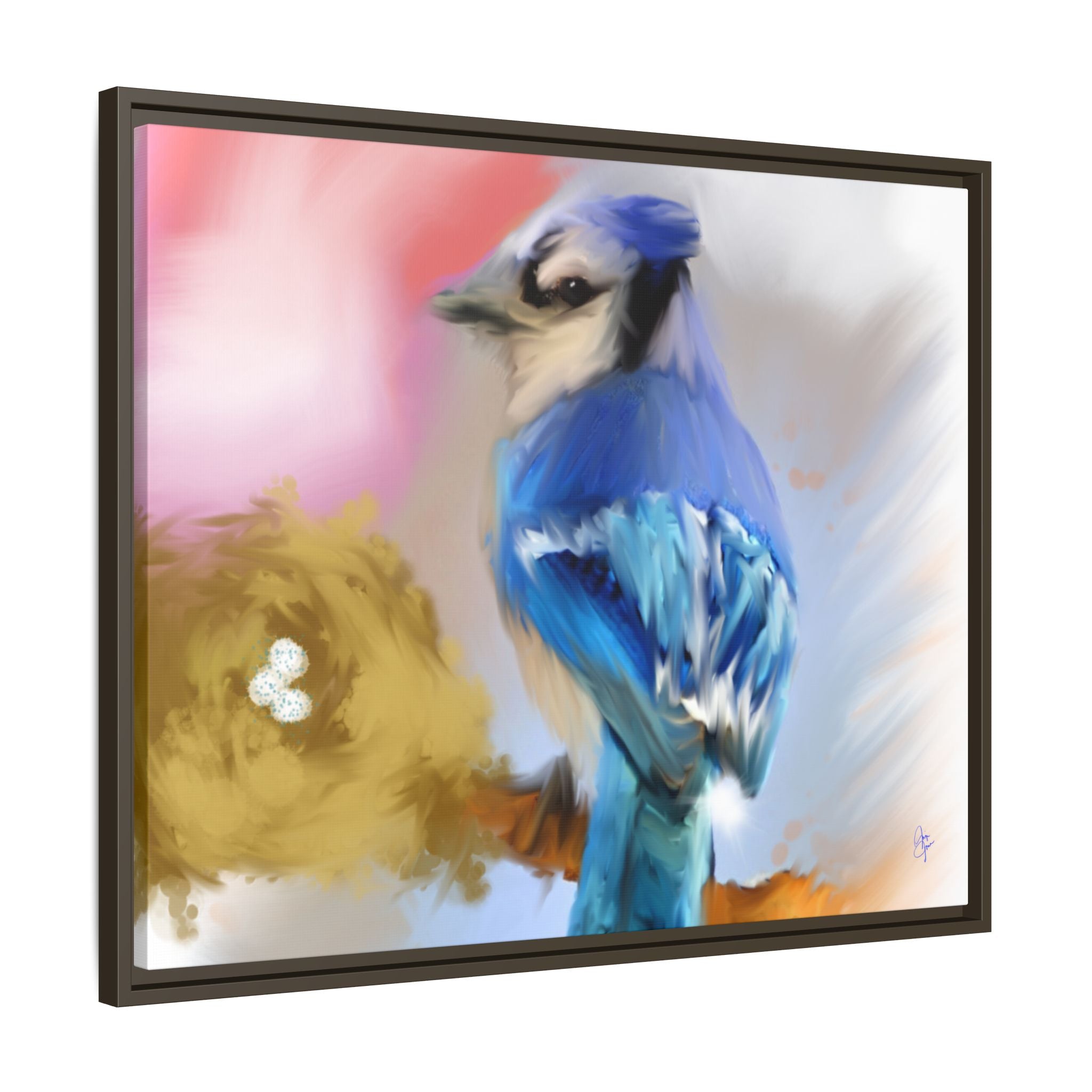 Blue Jay Art Print — Framed Matte Canvas Wall Art