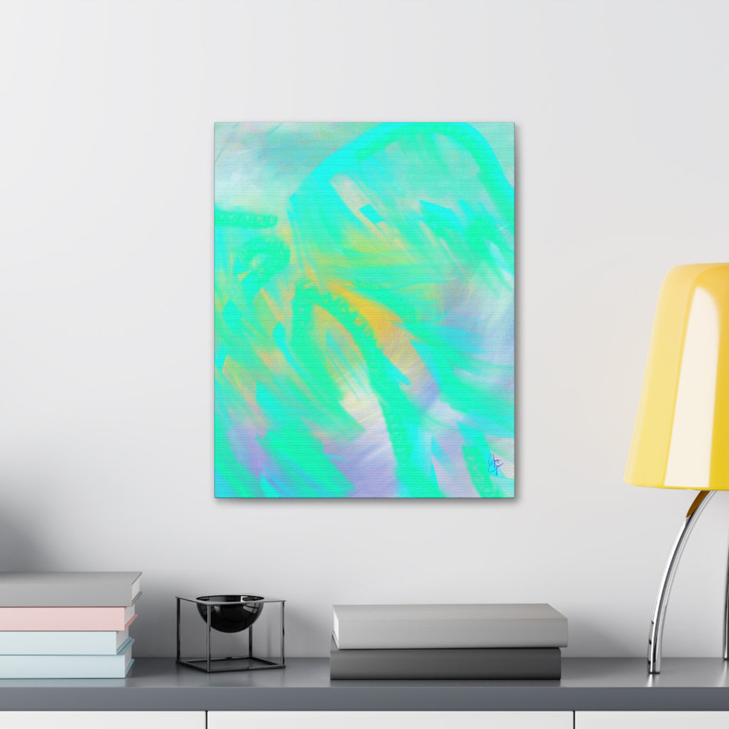 Turquoise Abstract Canvas Print – Ocean Breeze Stretched Wall Art