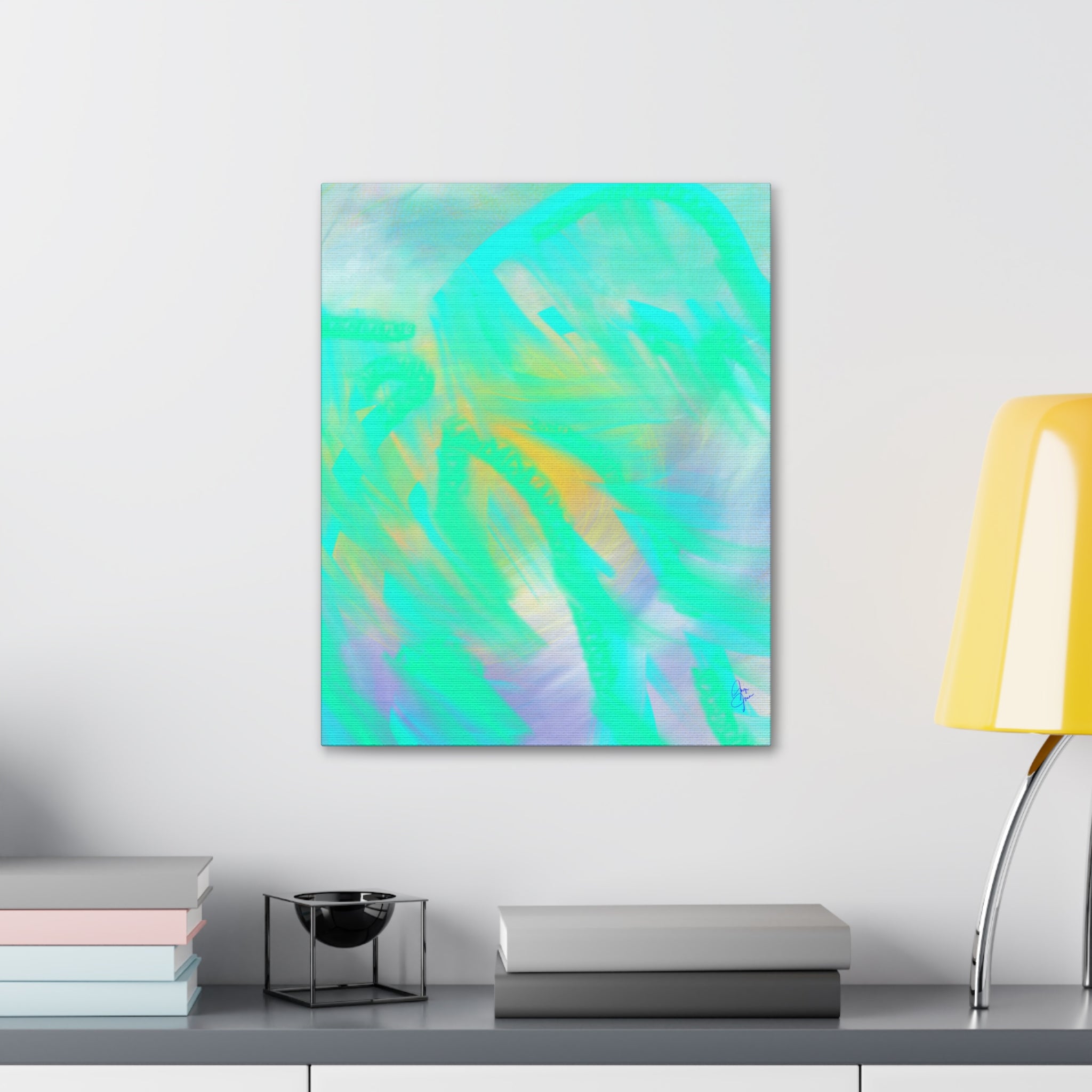 Turquoise Abstract Canvas Print – Ocean Breeze Stretched Wall Art