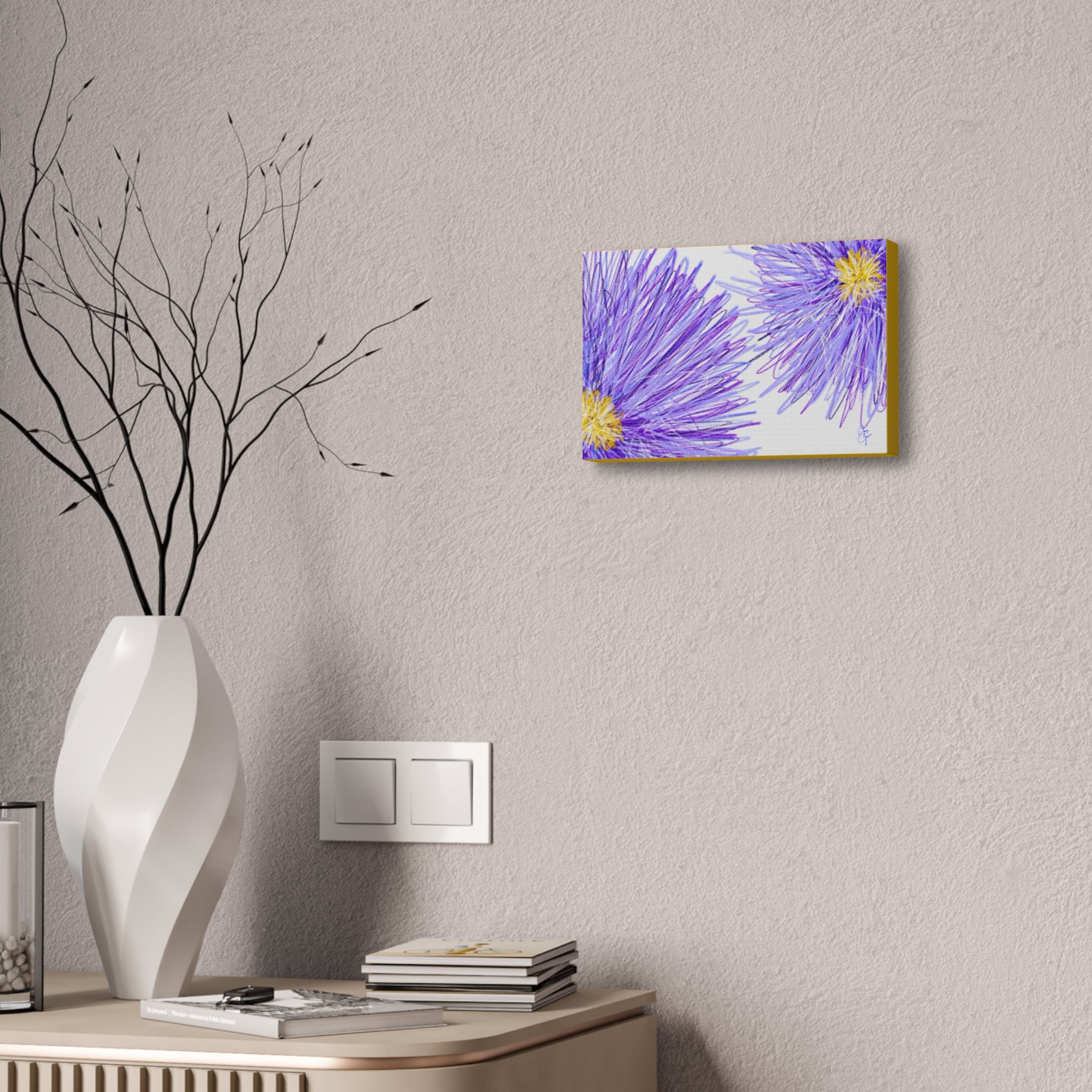 Purple Aster Floral Canvas Wrap – Vibrant Botanical Wall Art, 1.5" Stretched