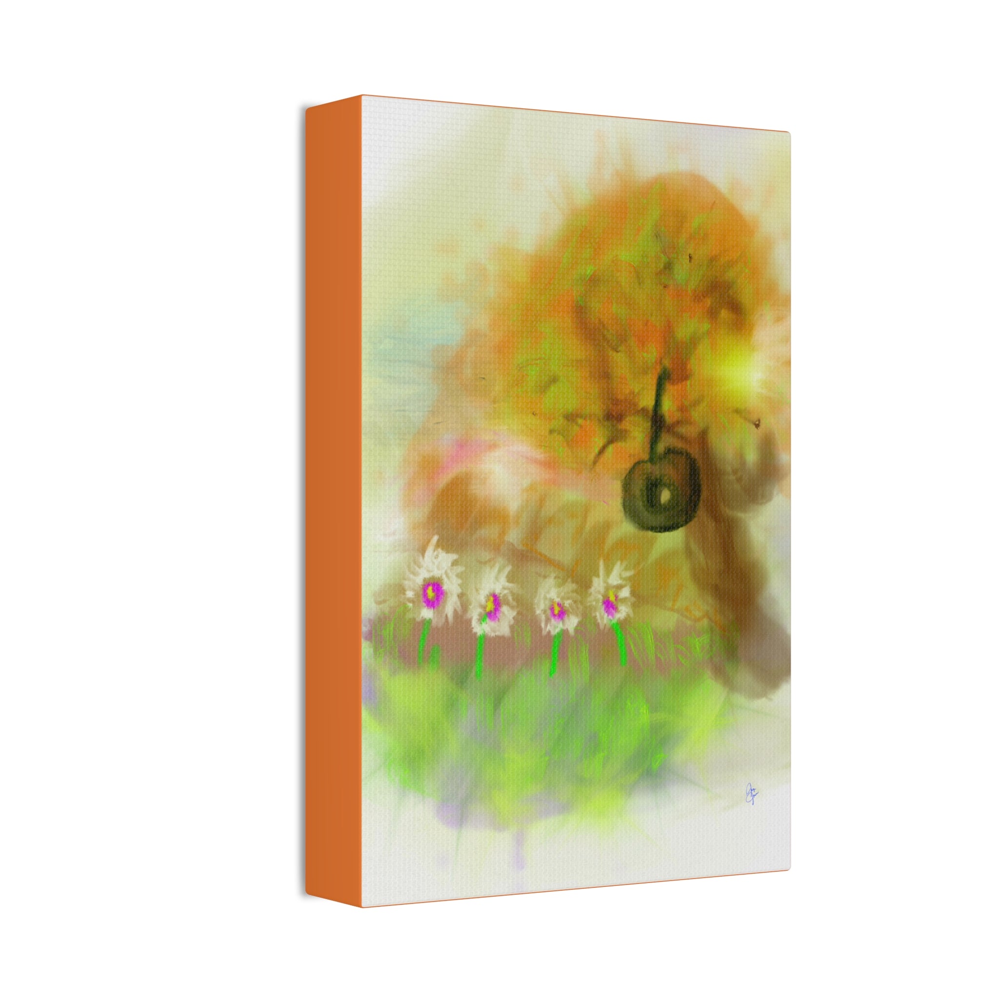 Whimsical Yard Canvas Print — Tire Swing & Broken Fence Stretched 1.5"