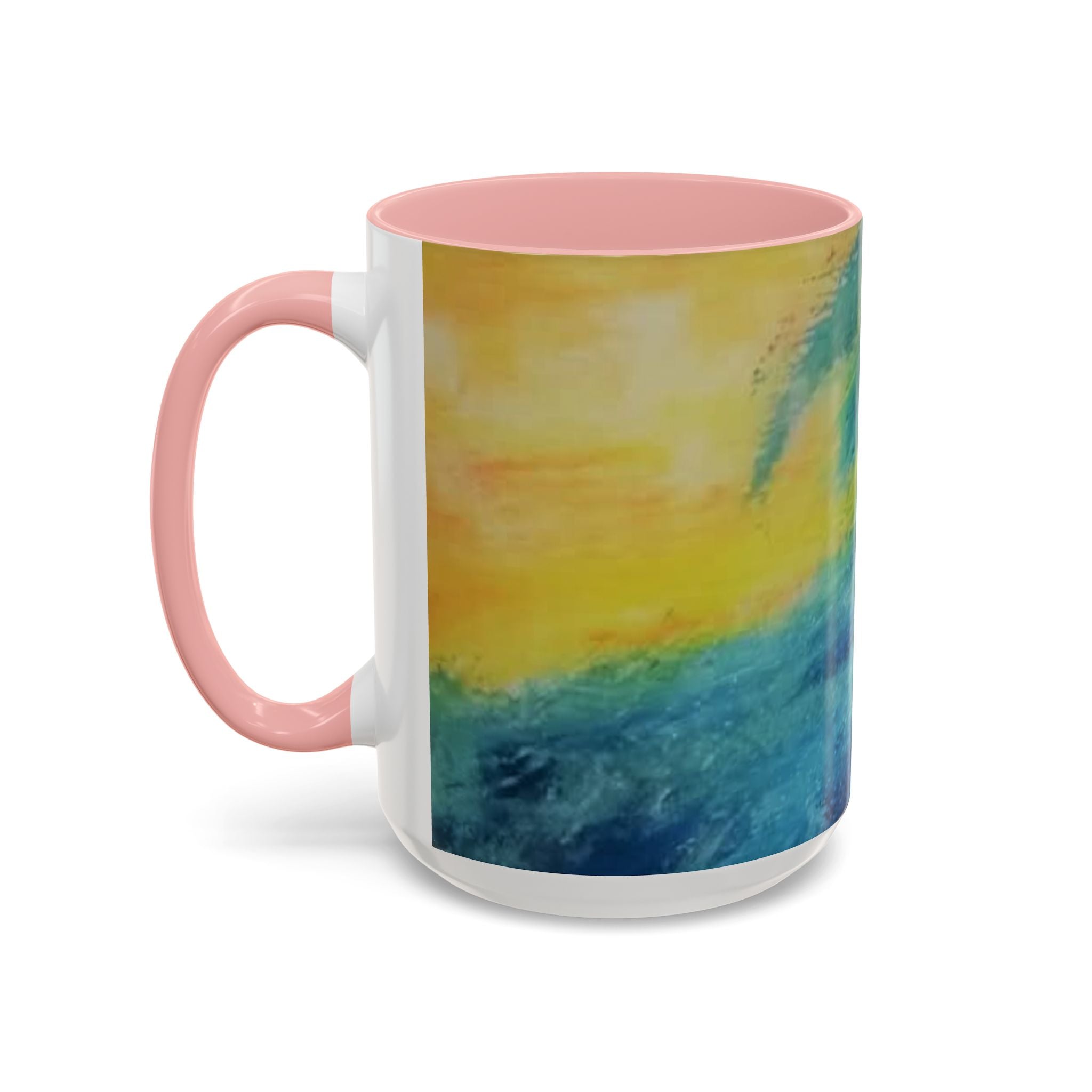 Ocean Wave Art Coffee Mug — Blue/Teal Abstract Accent Mug (11/15oz)
