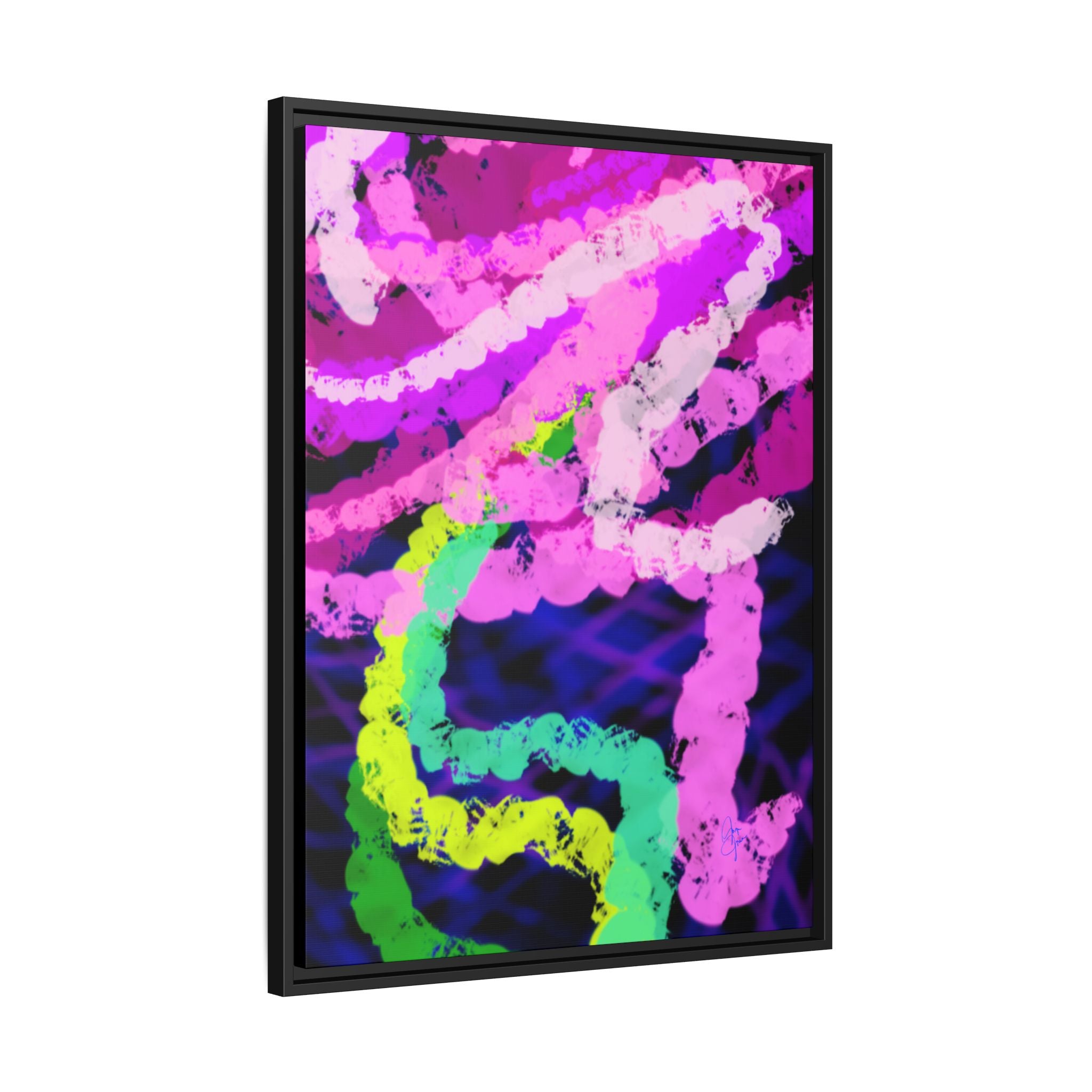 Framed Matte Canvas - Neon Rose Abstract Wall Art