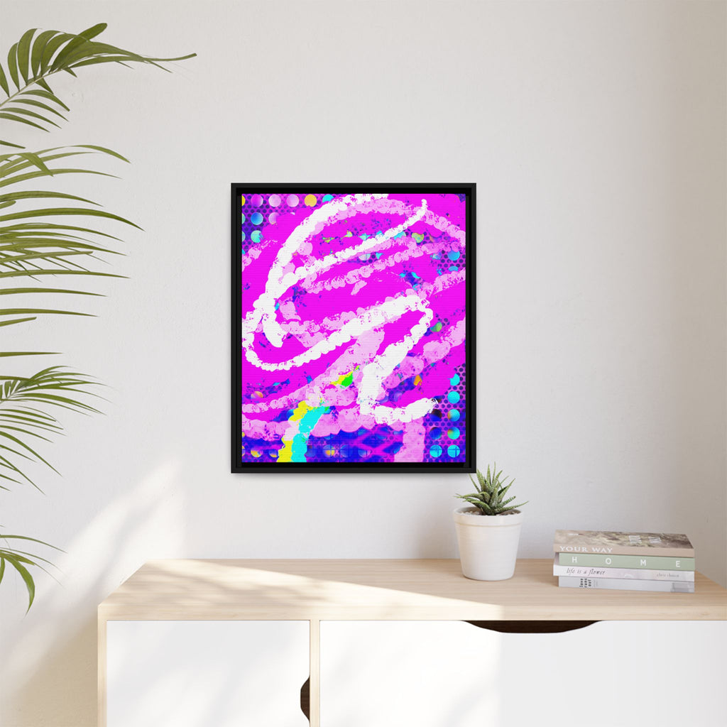 Abstract Neon Pop Art Matte Canvas — Framed Multi‑Color Wall Art